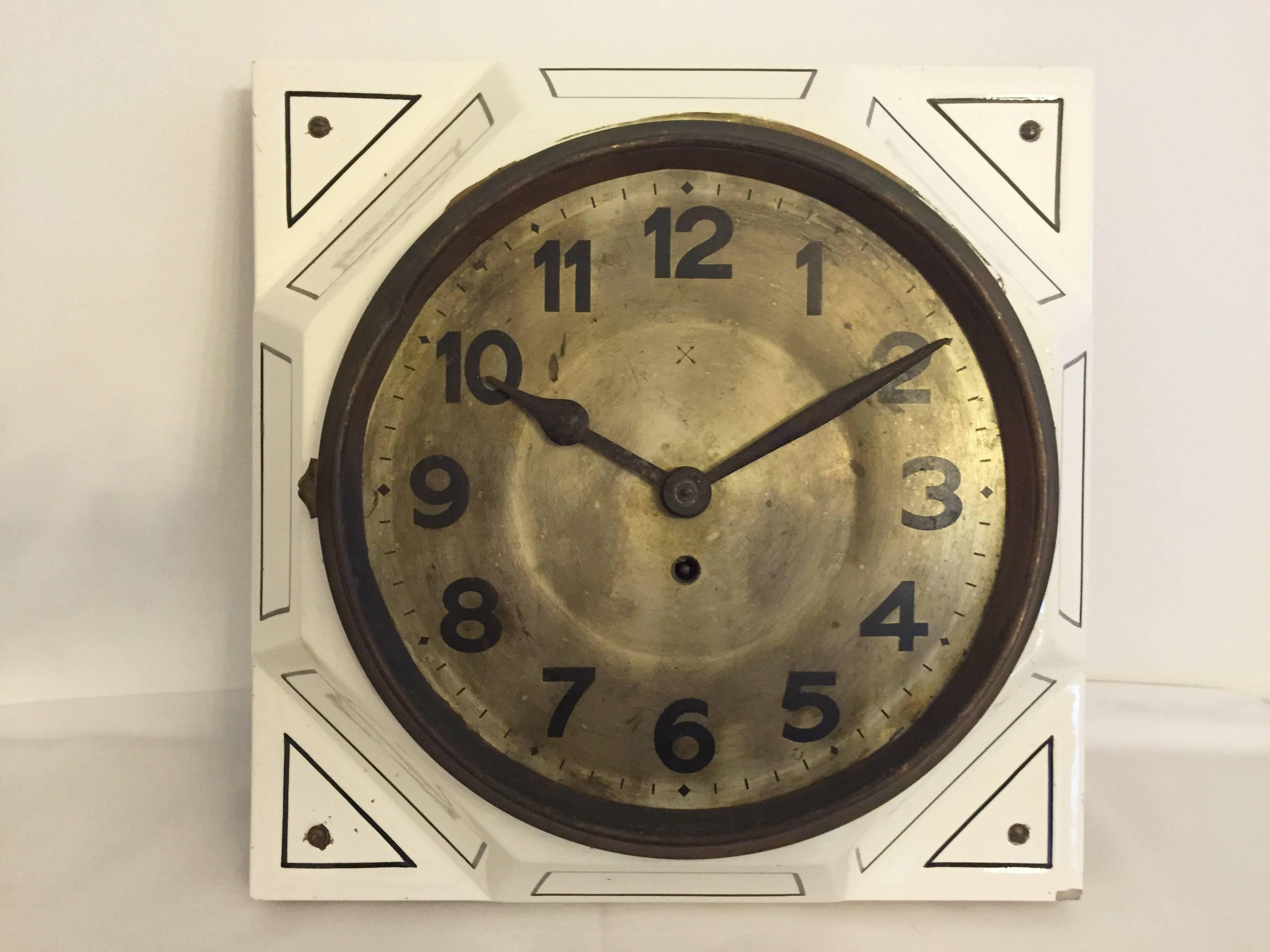 Glazed Large Art Deco Wall Clock