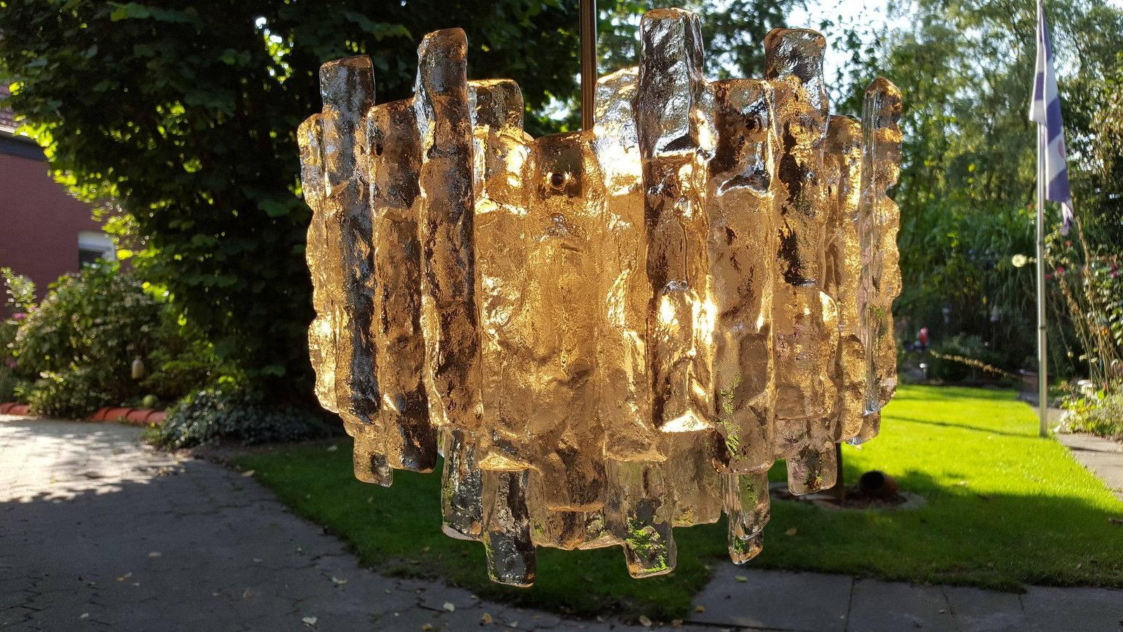 Beautiful Mid-Century Kalmar Ice Glass Chandelier 2