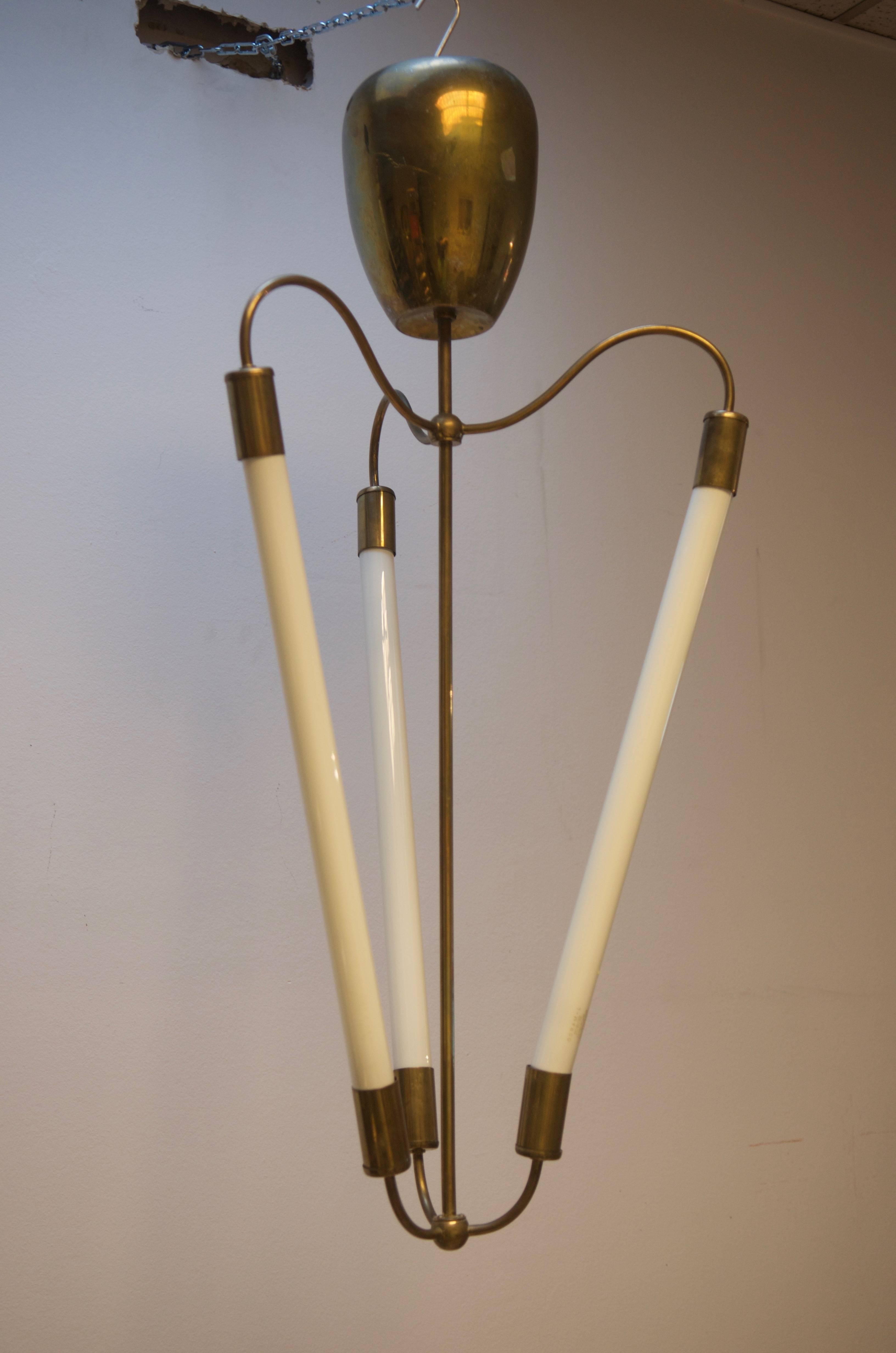 Bauhaus Tube Light Chandelier Attributed to Kaiser Leuchten In Good Condition In Vienna, AT