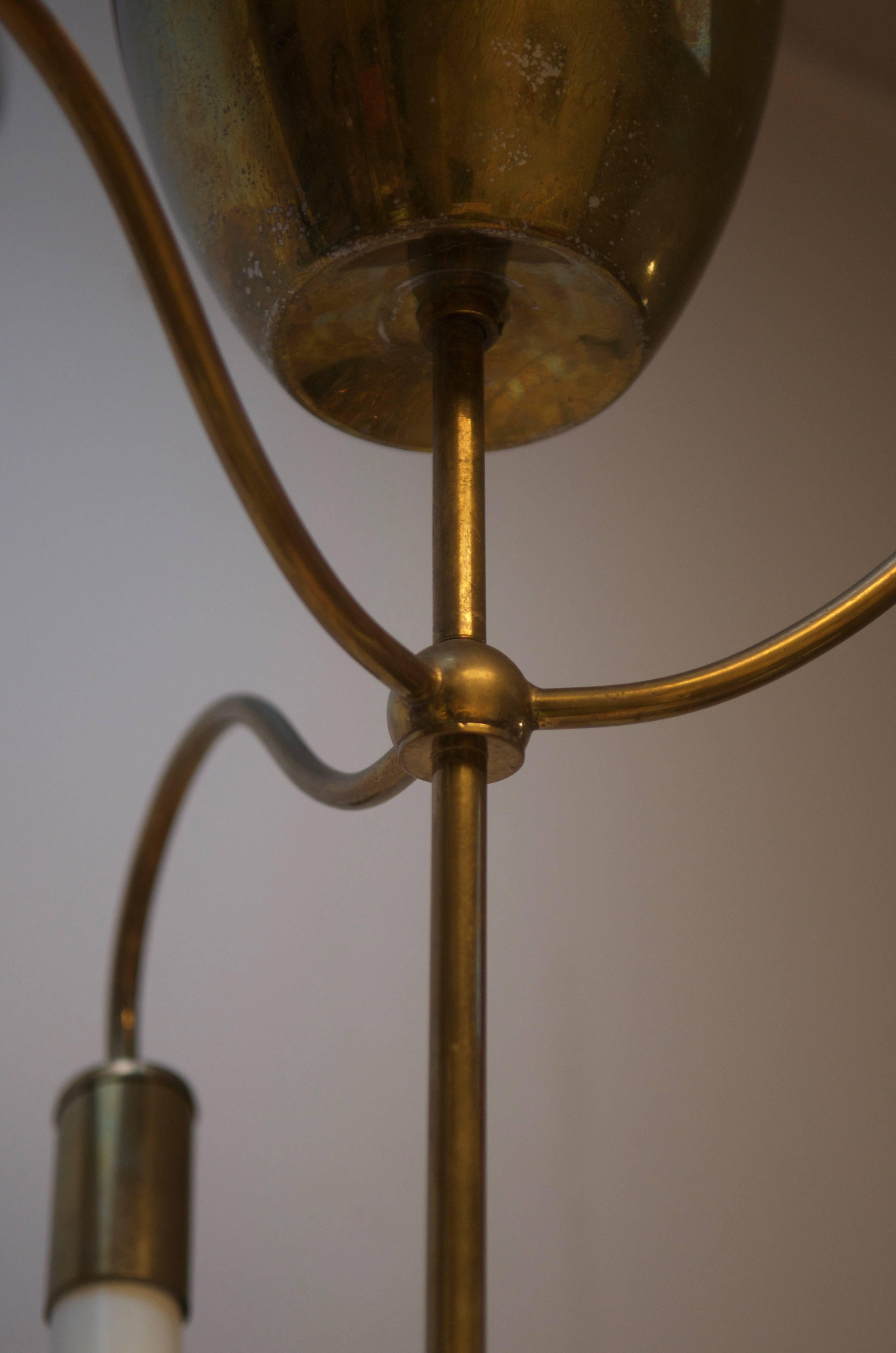 Brass Bauhaus Tube Light Chandelier Attributed to Kaiser Leuchten