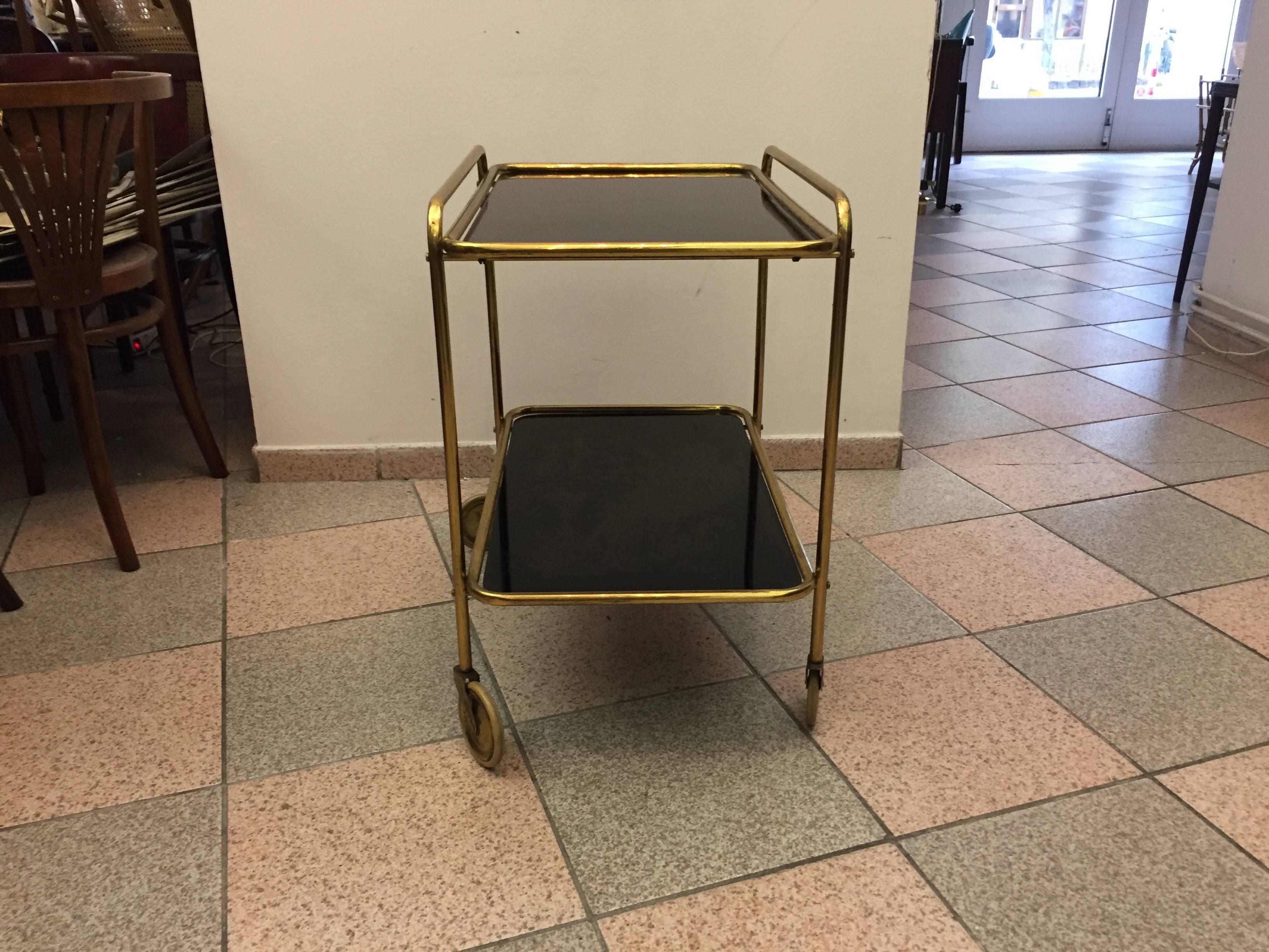 Italian Brass Bar Cart, Trolley from the 1960s 1