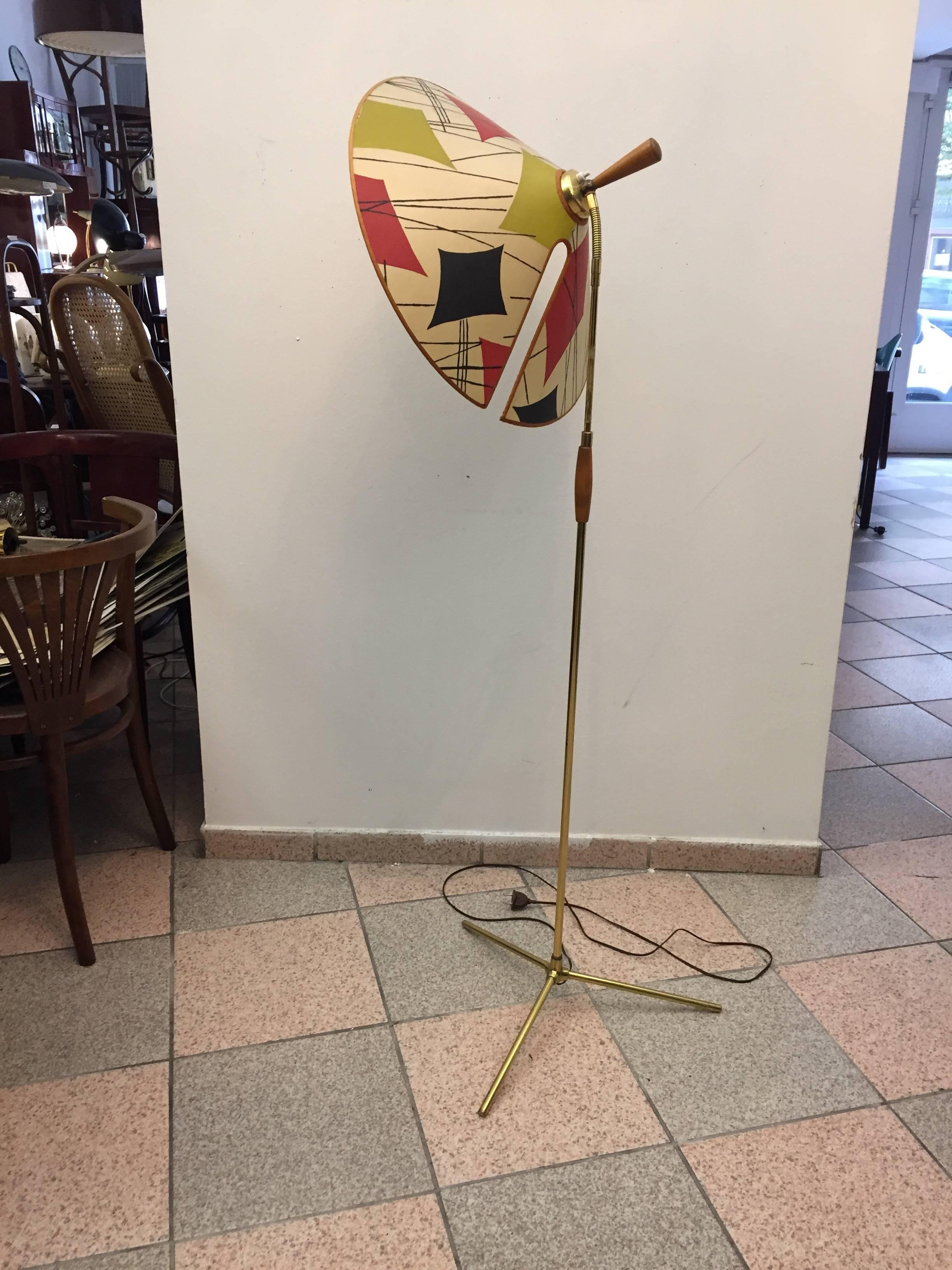 Beautiful Adjustable Brass Floor Lamp by Rupert Nikoll 1