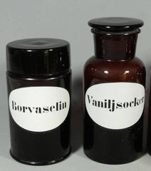 Collection of Vintage Amber Apothecary Glasses, Bottles