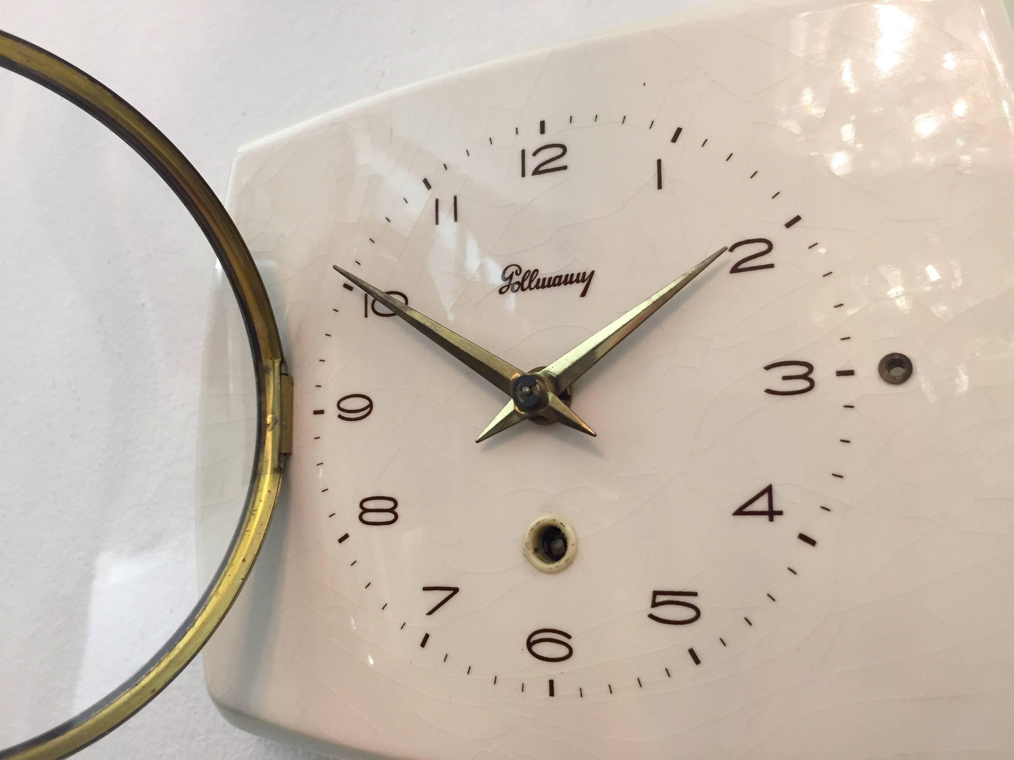 Mid-Century Modern Mid-Century Ceramic Wall Clock by Pollmann For Sale