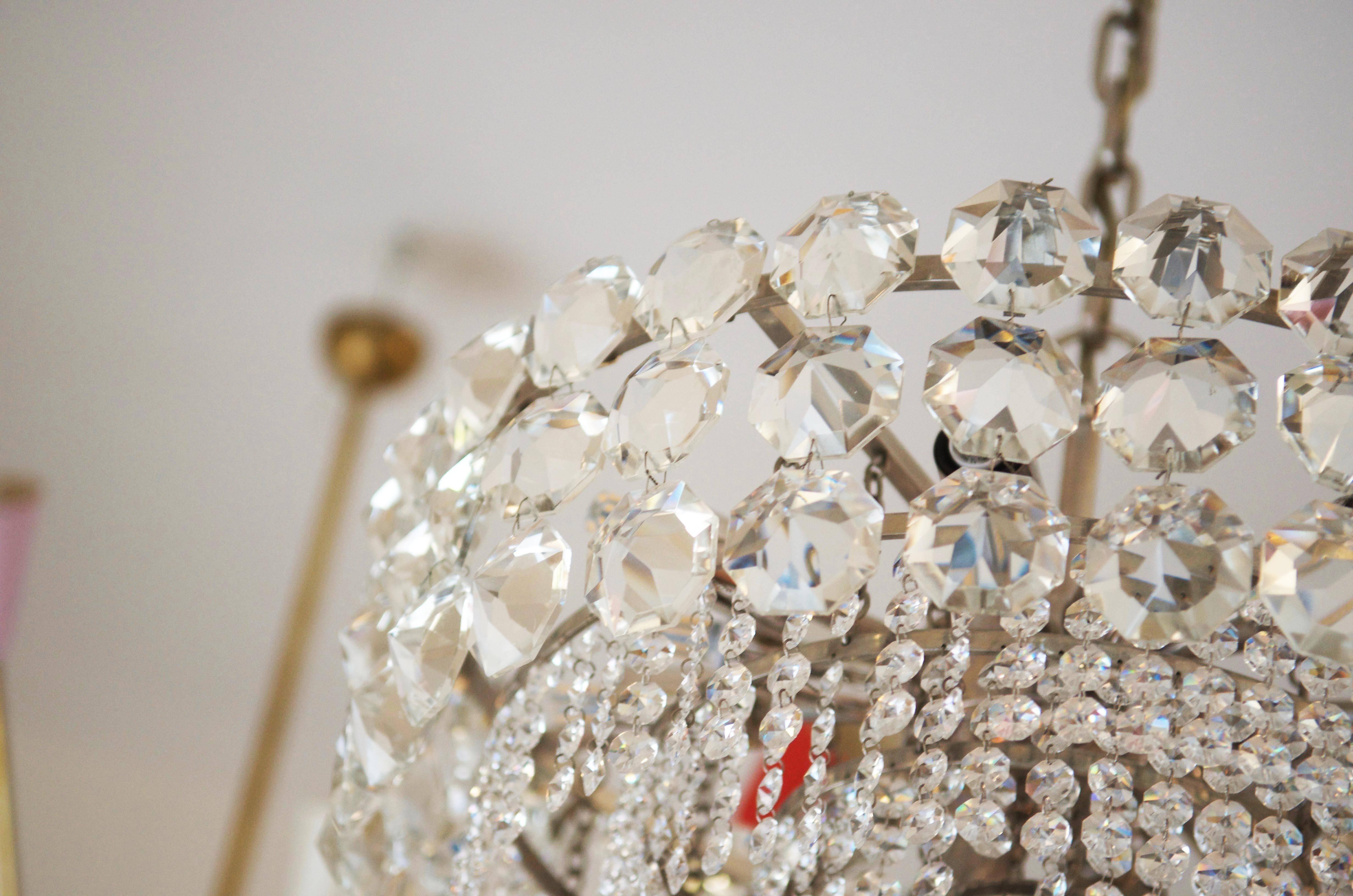 Austrian Stunning Large Crystal Glass Chandelier by Bakalowits For Sale