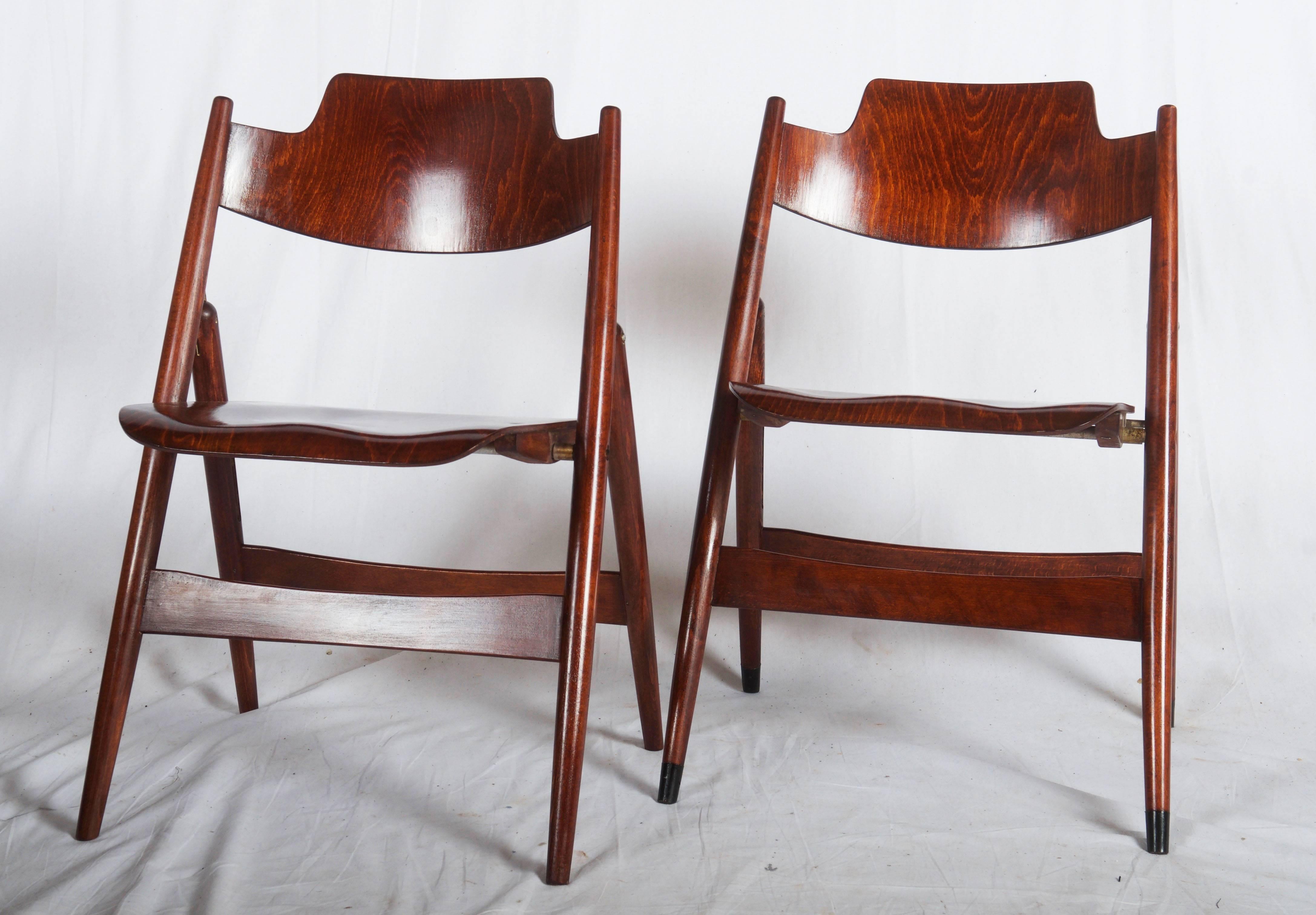 Beech Mid-Century Folding Chair by Egon Eiermann