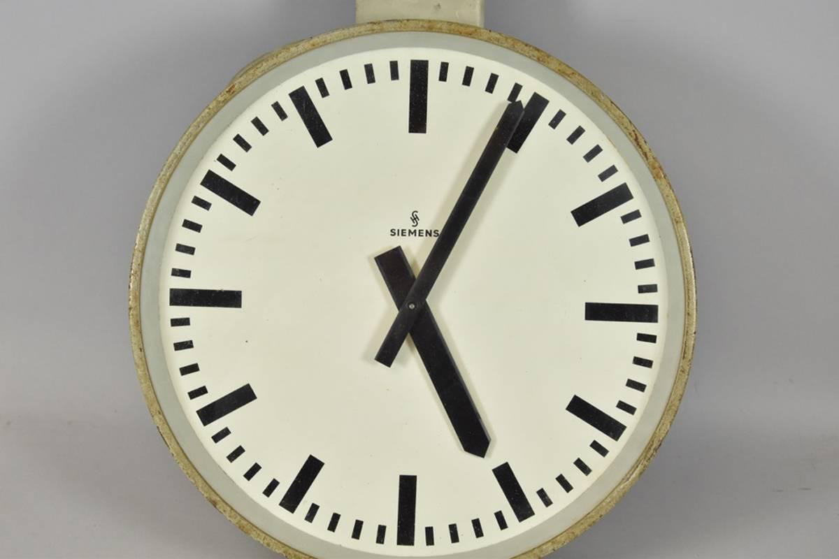 Mid-20th Century Siemens Halske Double Faced Train Station Clock
