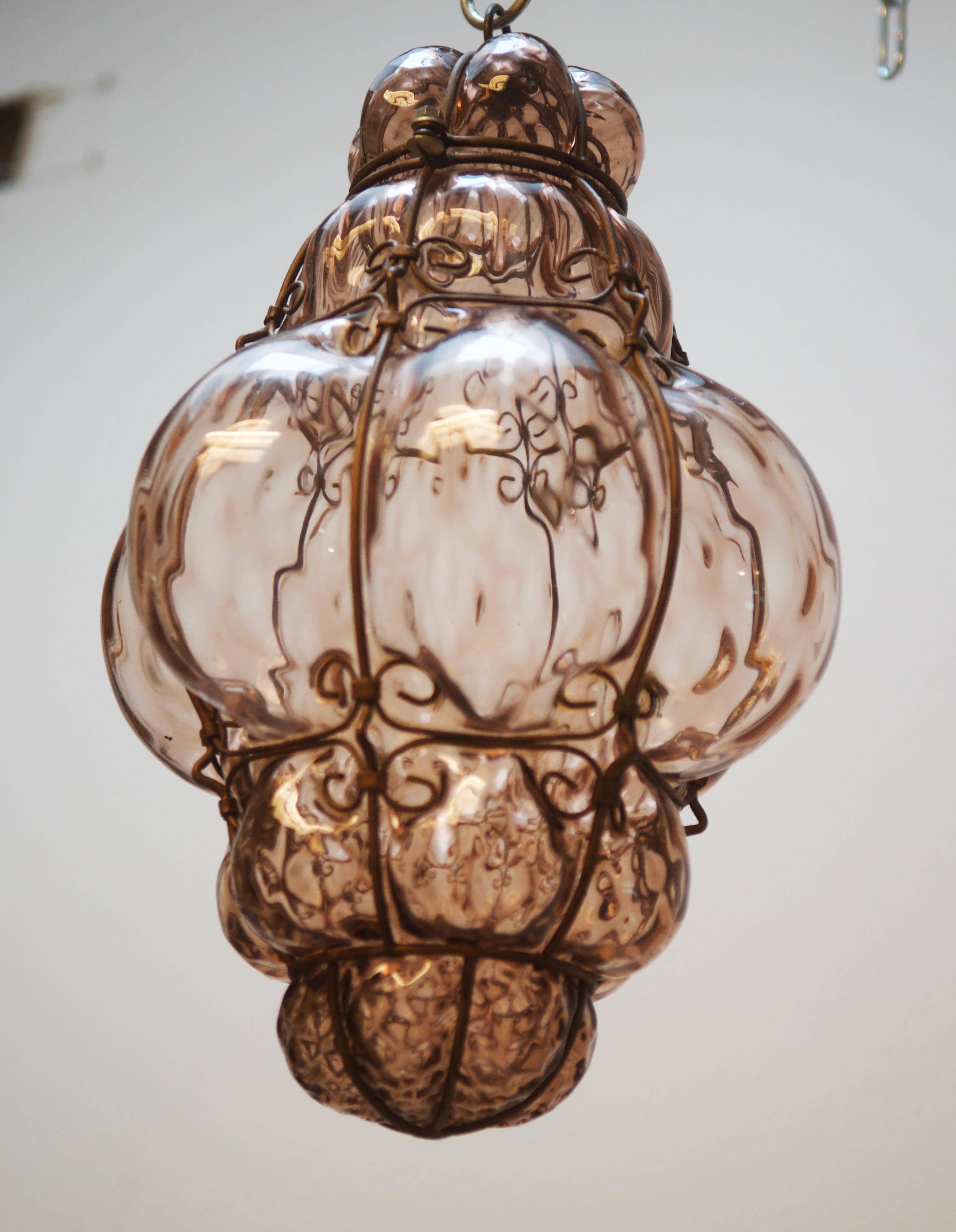 Seguso Murano Caged Glass Pendant Light In Excellent Condition In Vienna, AT
