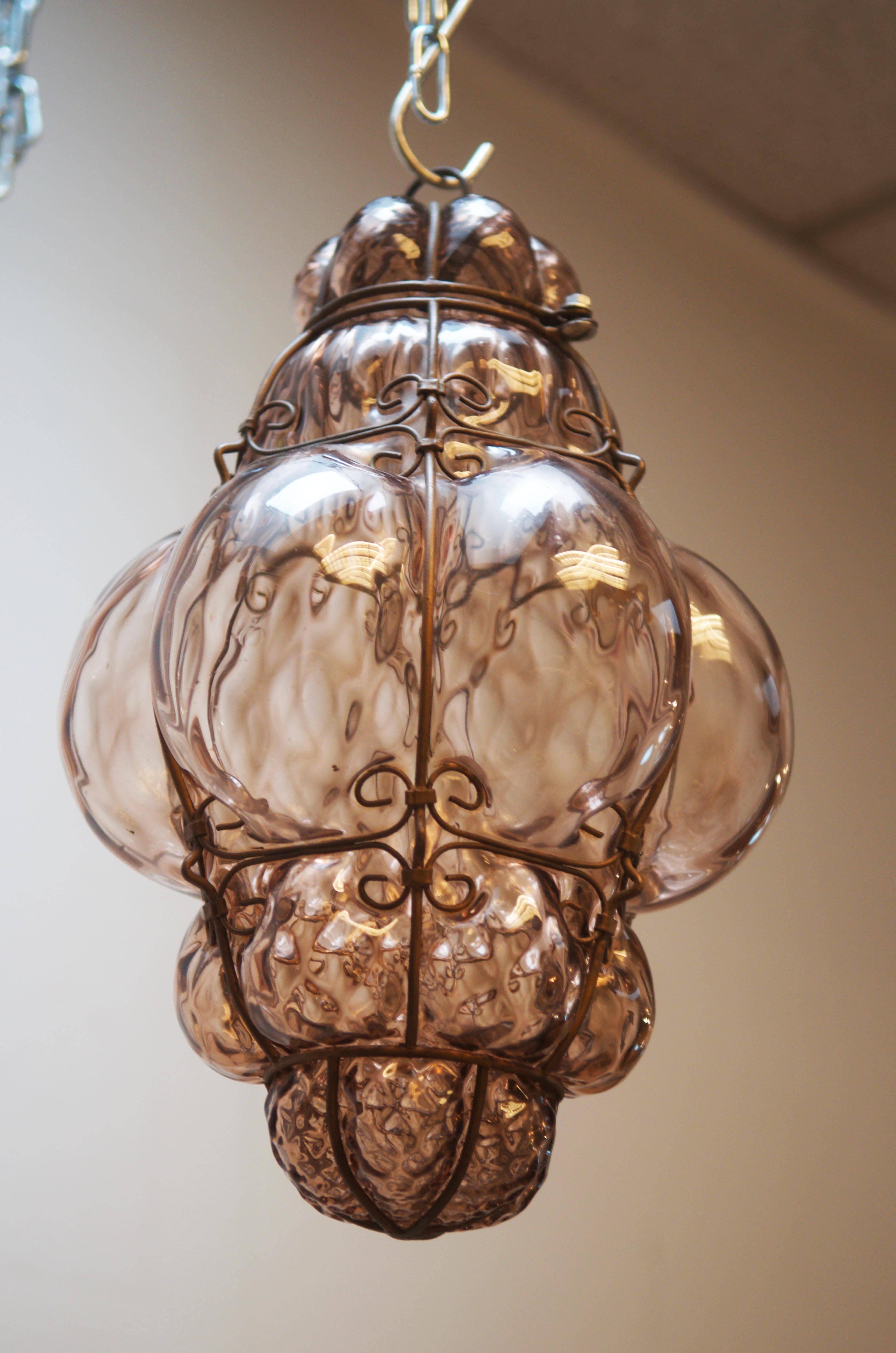 Mid-20th Century Seguso Murano Caged Glass Pendant Light