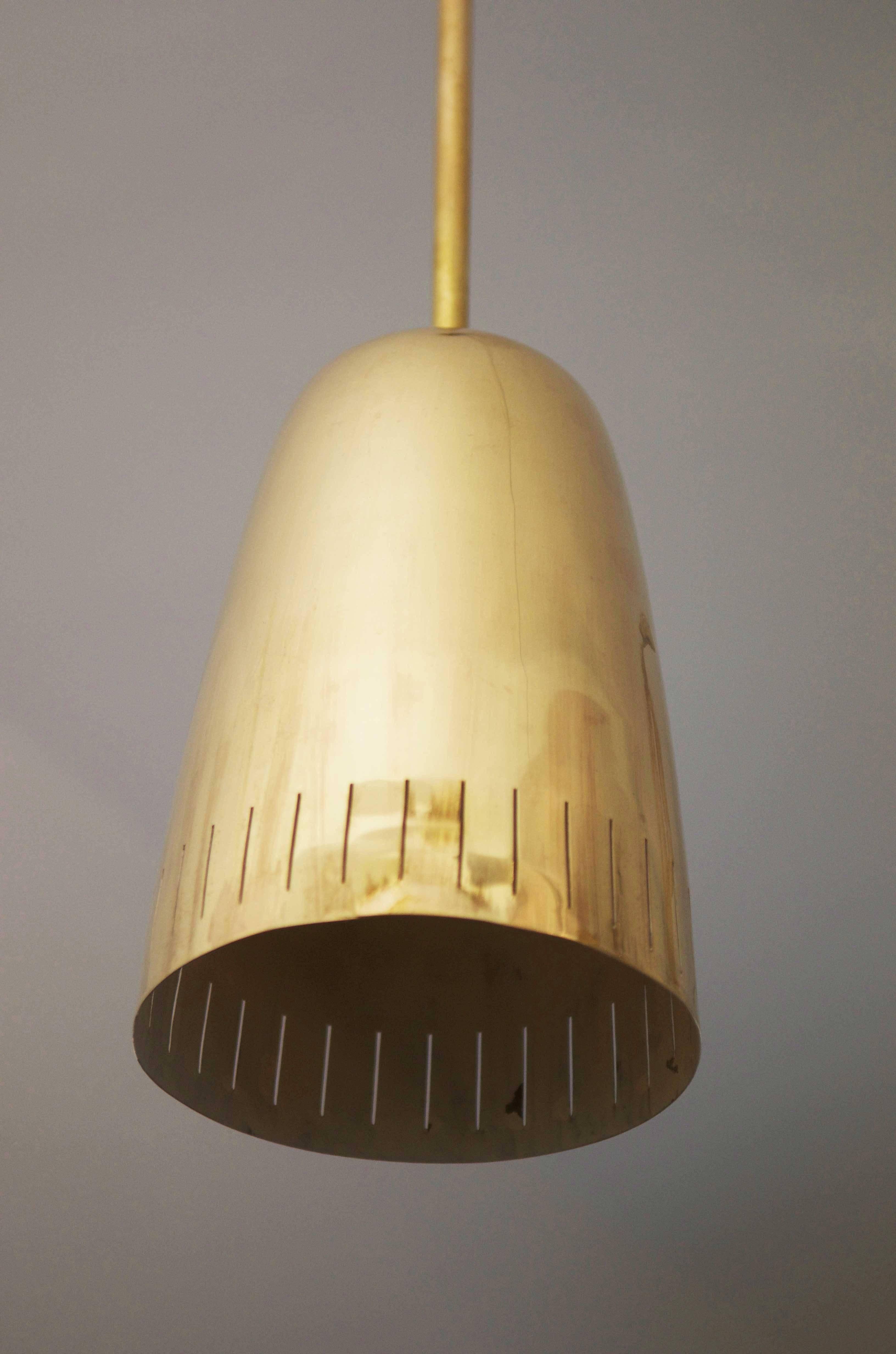 Brass polished bell-form in the style of Paavo Tynell fitted with one E27 socket, catalog number 3146 