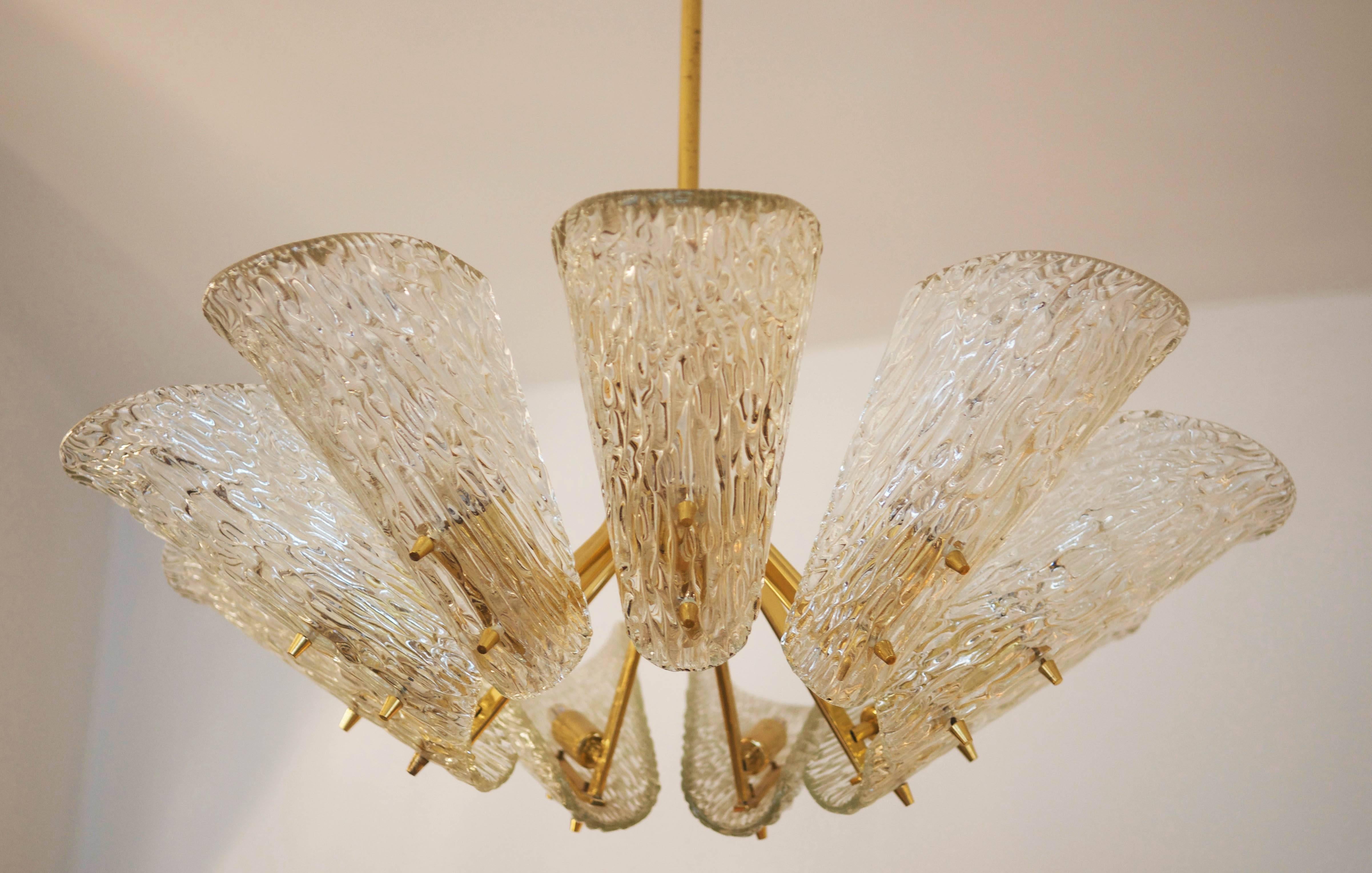 textured glass chandelier