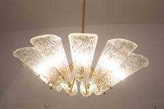 Beautiful Large Chandelier with Textured Glass by Kalmar
