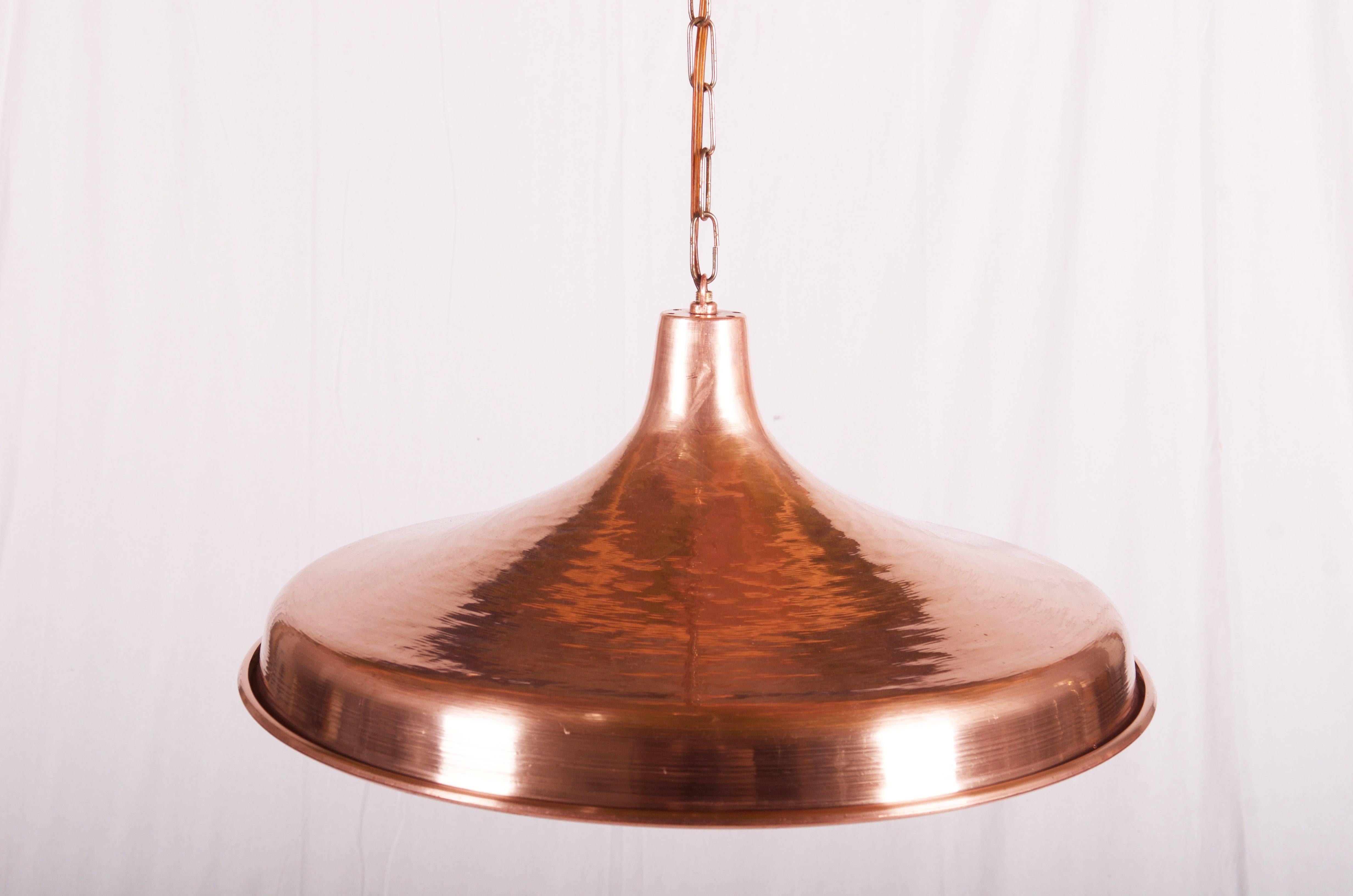 Scandinavian Modern Beautiful Hammered Copper Pendant For Sale