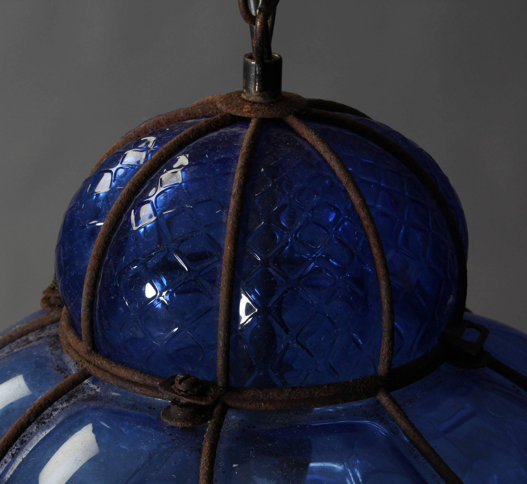 caged glass pendant light