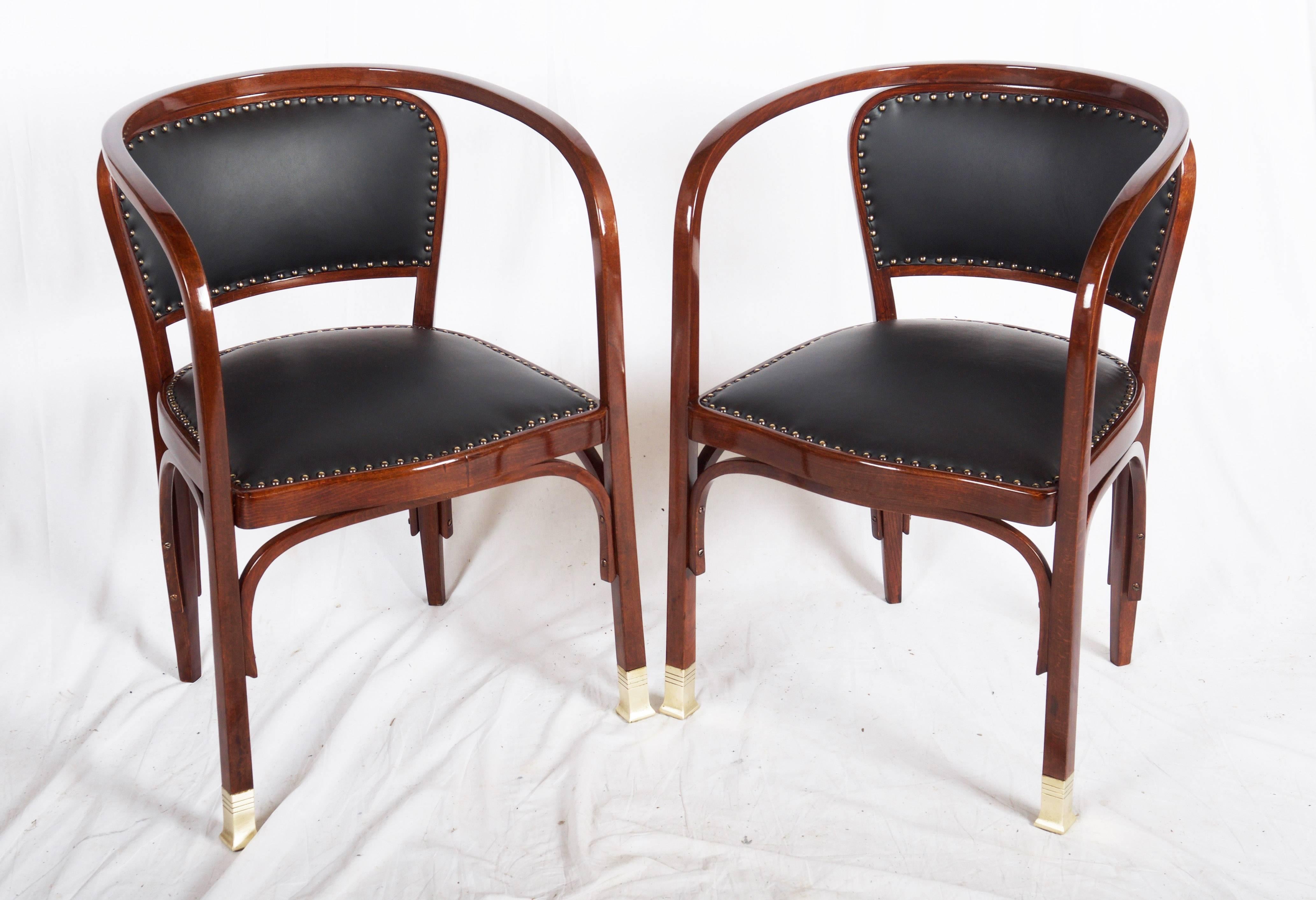 Leather Chairs by Gustav Siegel for Kohn For Sale