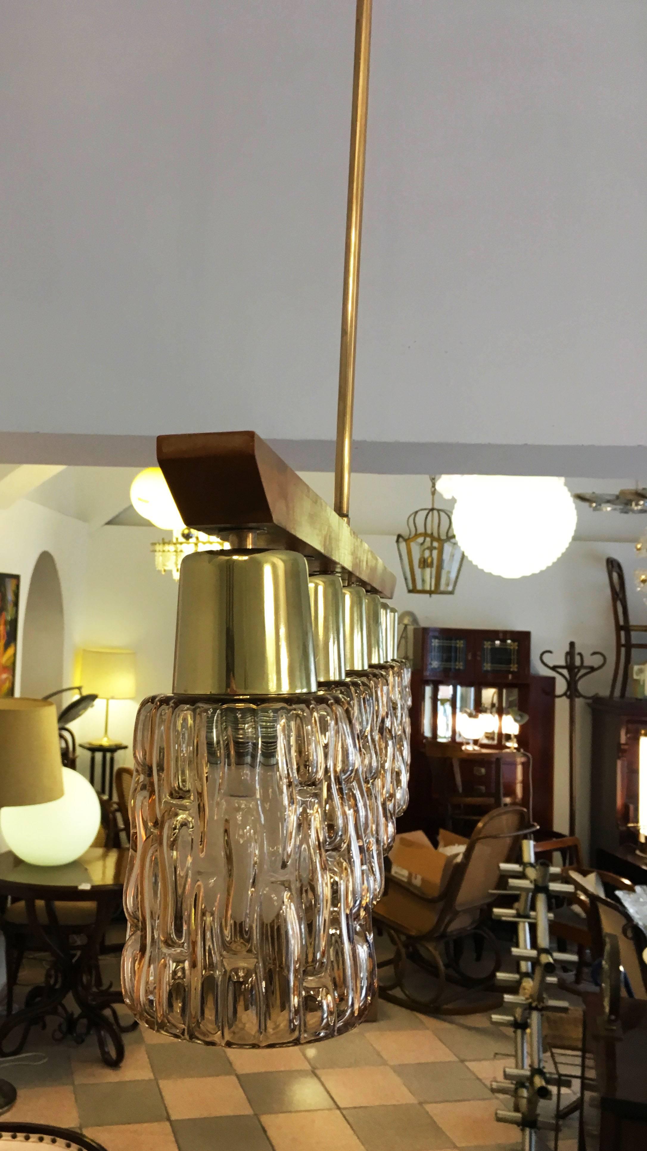 Austrian Elongated Suspended Lamp Attributed to Nikoll For Sale