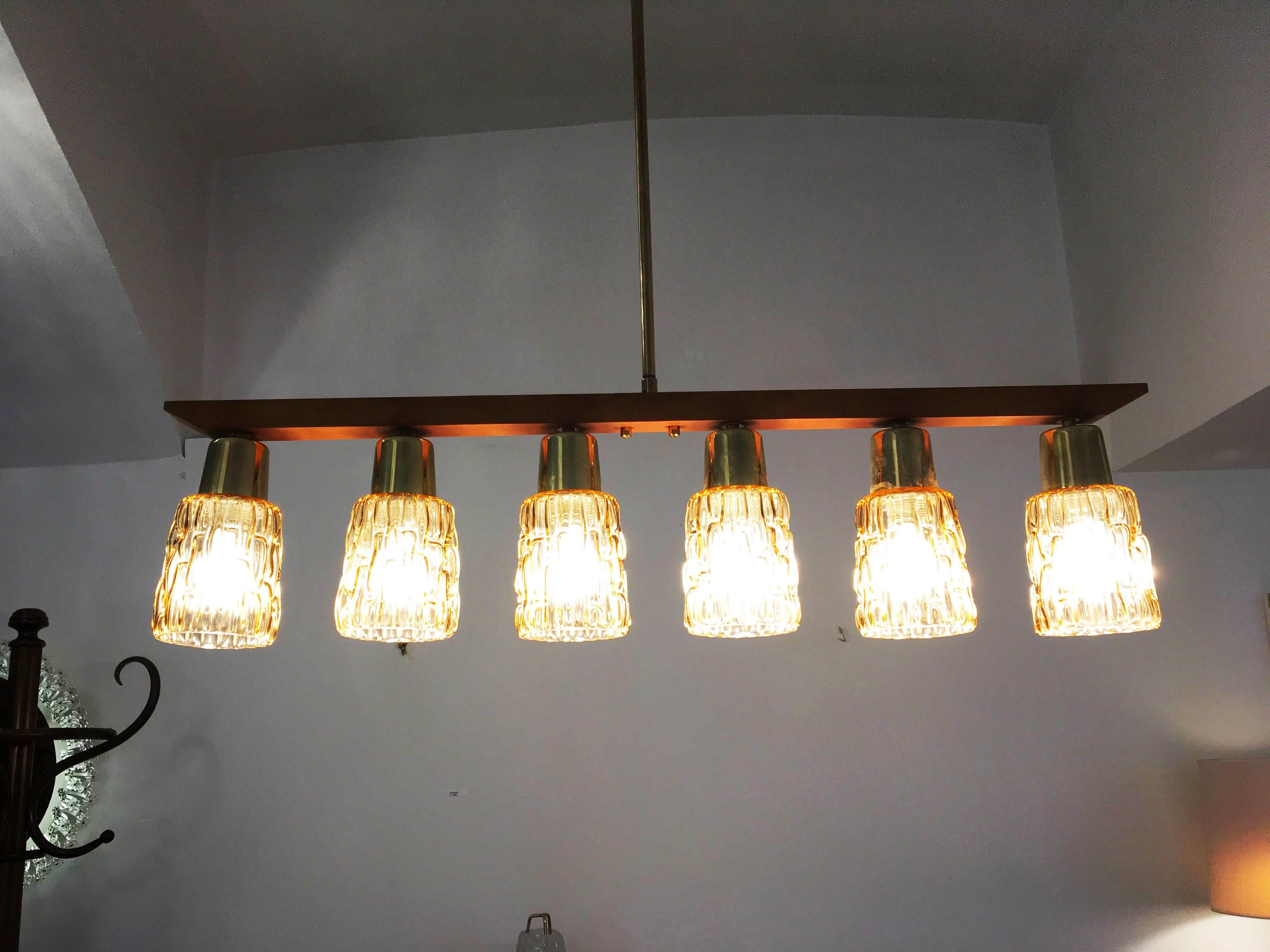 Lampe suspendue allongée attribuée à Nikoll Bon état - En vente à Vienna, AT
