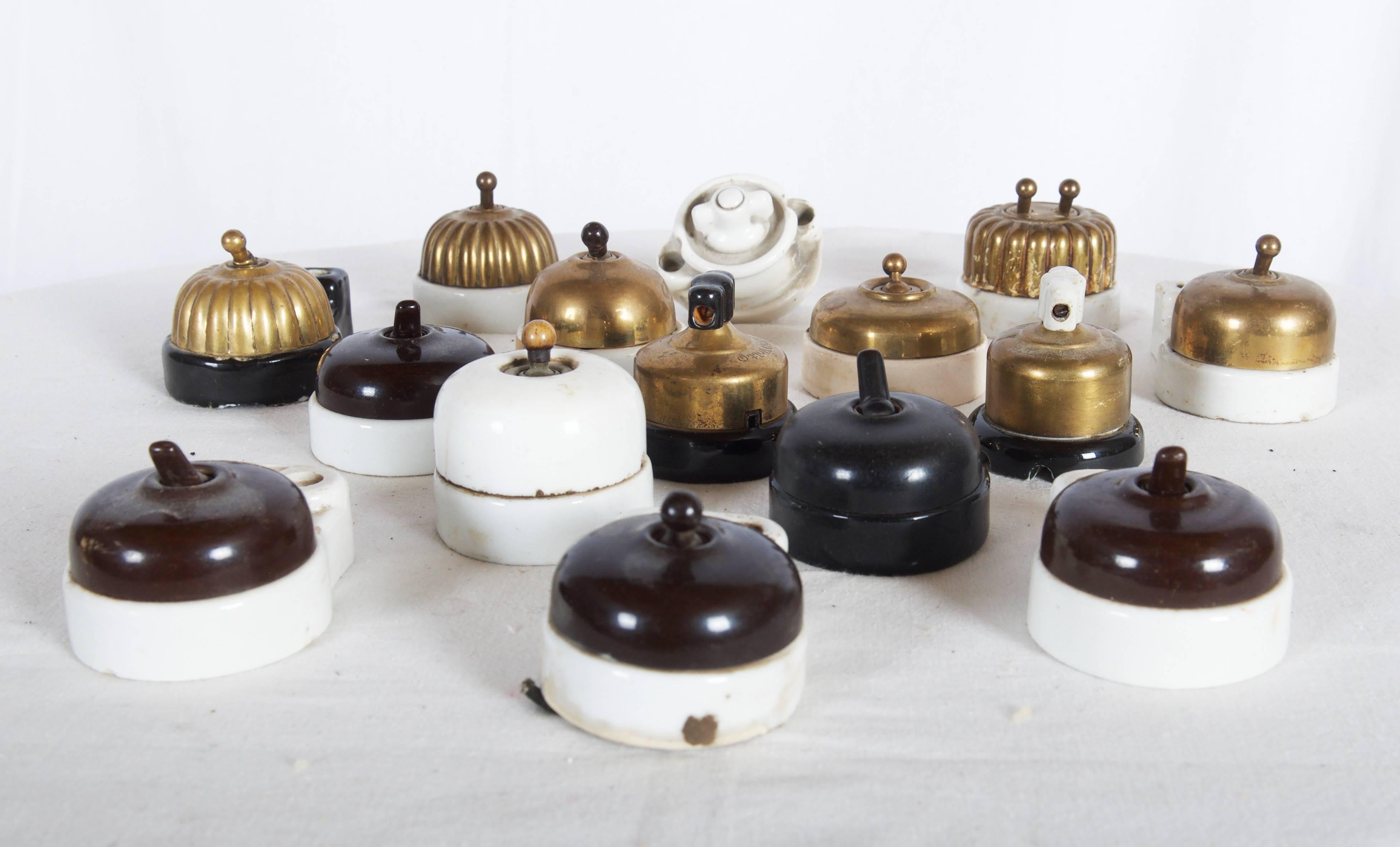 Danish Collection of Art Deco Wall Light Switches