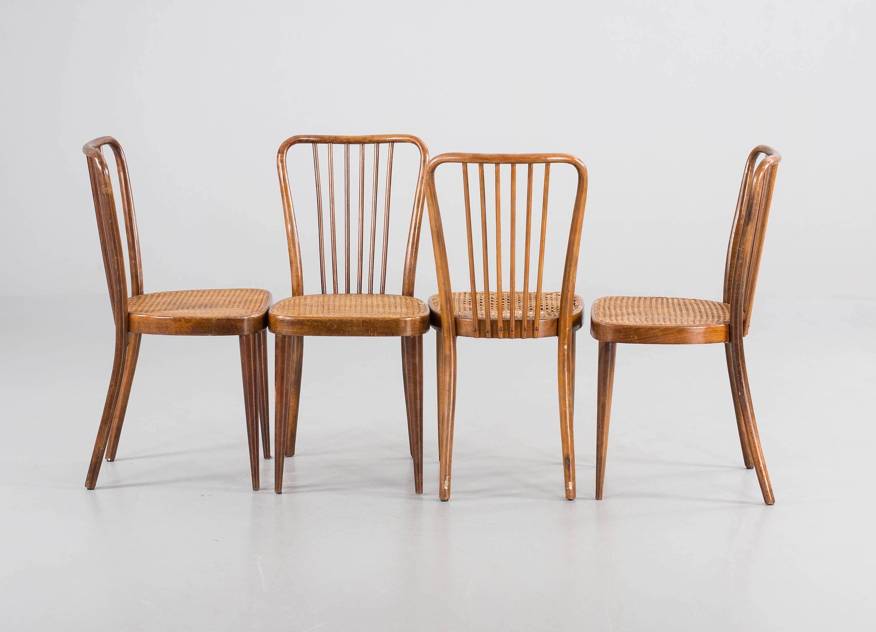 Bauhaus Set of Four Thonet Dining Chairs by Josef Frank