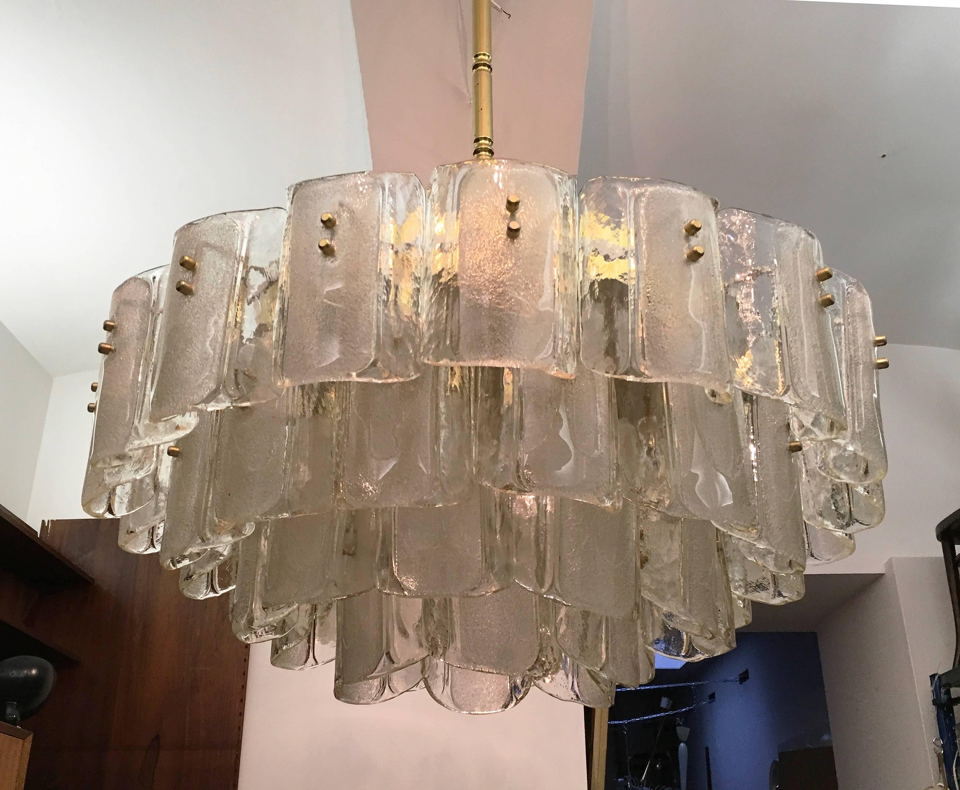 Mid-20th Century Huge Stunning Crystal Glass Chandelier Attributed to J.T. Kalmar