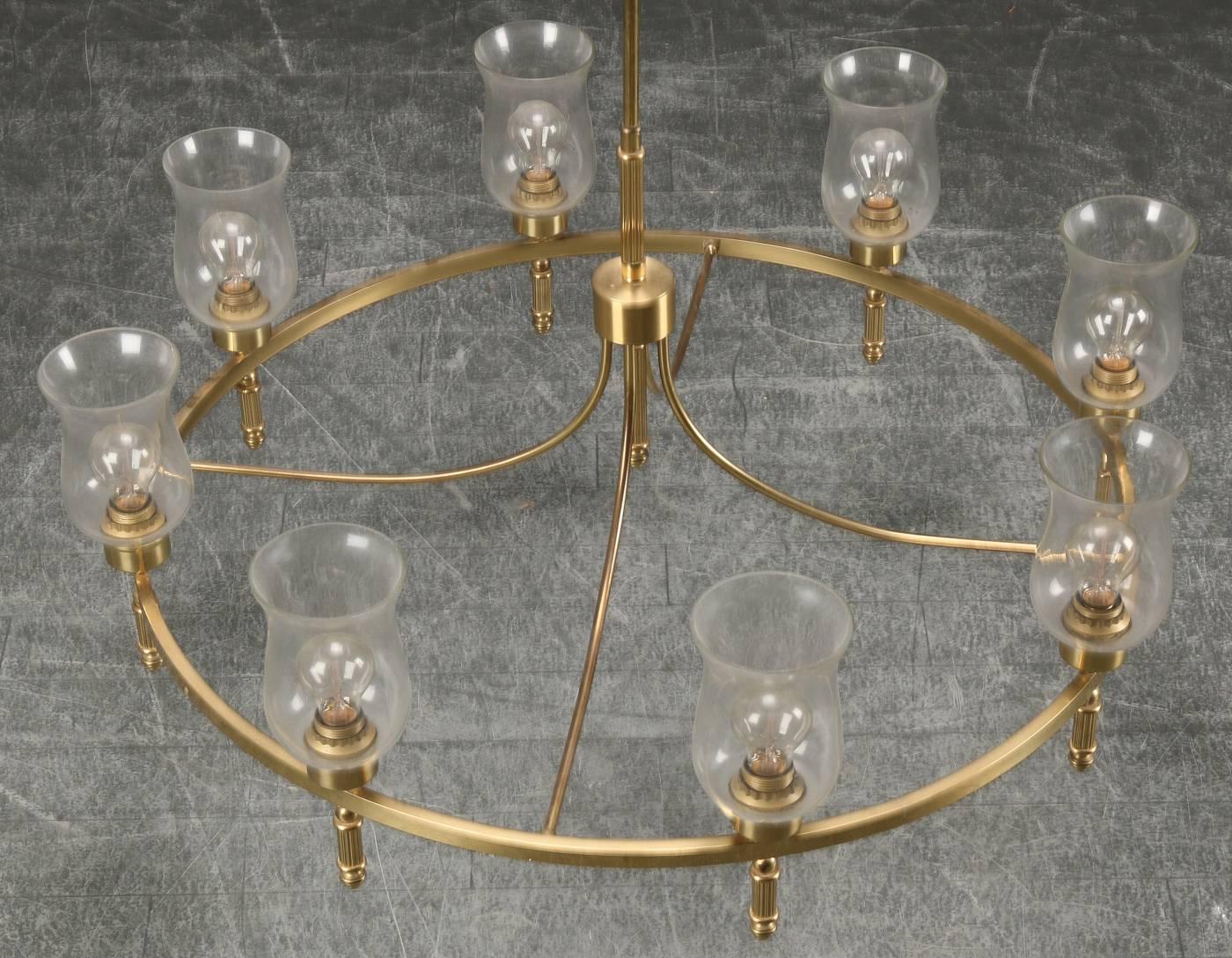 Mid-20th Century Beautiful Large Brass Chandelier by Svend Mejlstrøm For Sale