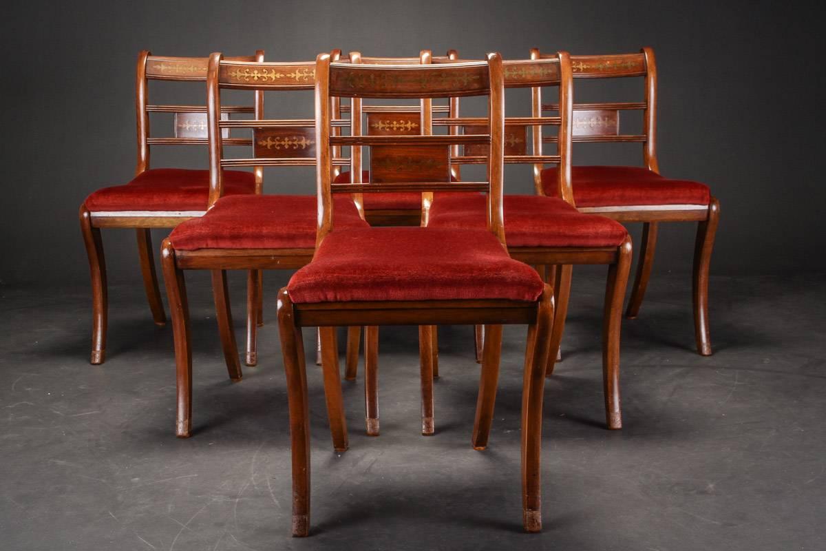 Early 19th Century Set of Six English Regency Mahogany Chairs