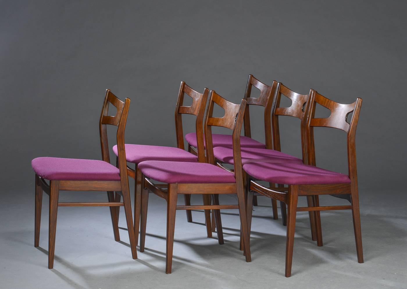 Set of Six Harwood Danish Dining Chairs In Good Condition In Vienna, AT