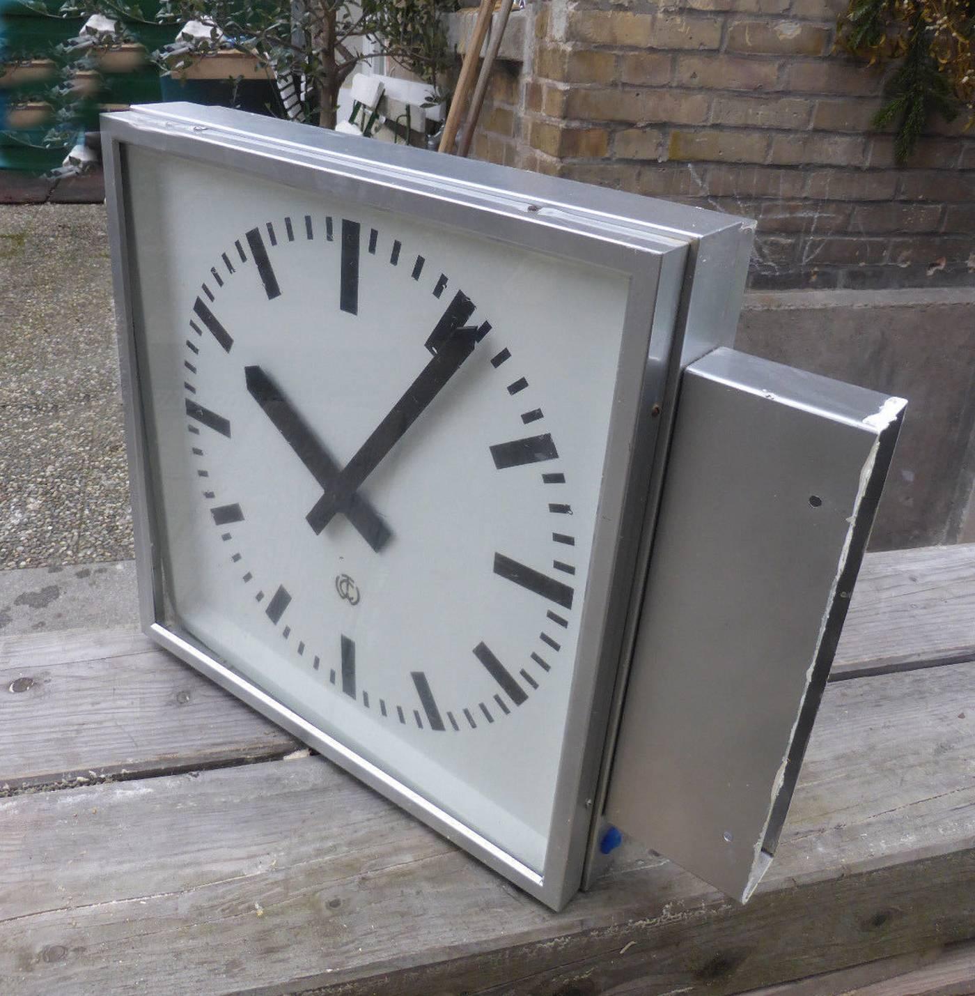 Industrial Large C.T. Wagner Double Faced Station Clock