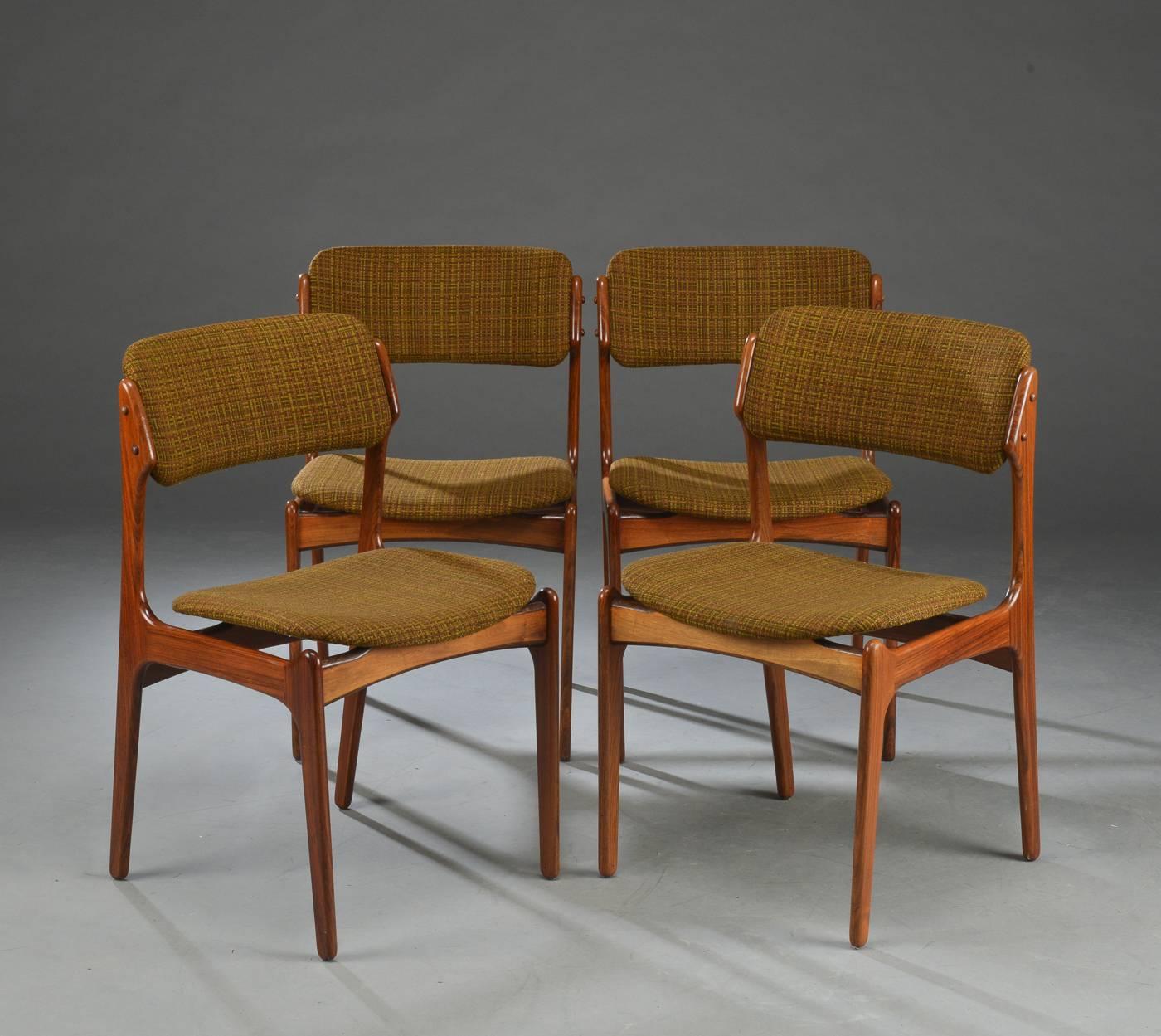 Danish Set of Four Dining Chairs by Erik Buck For Sale