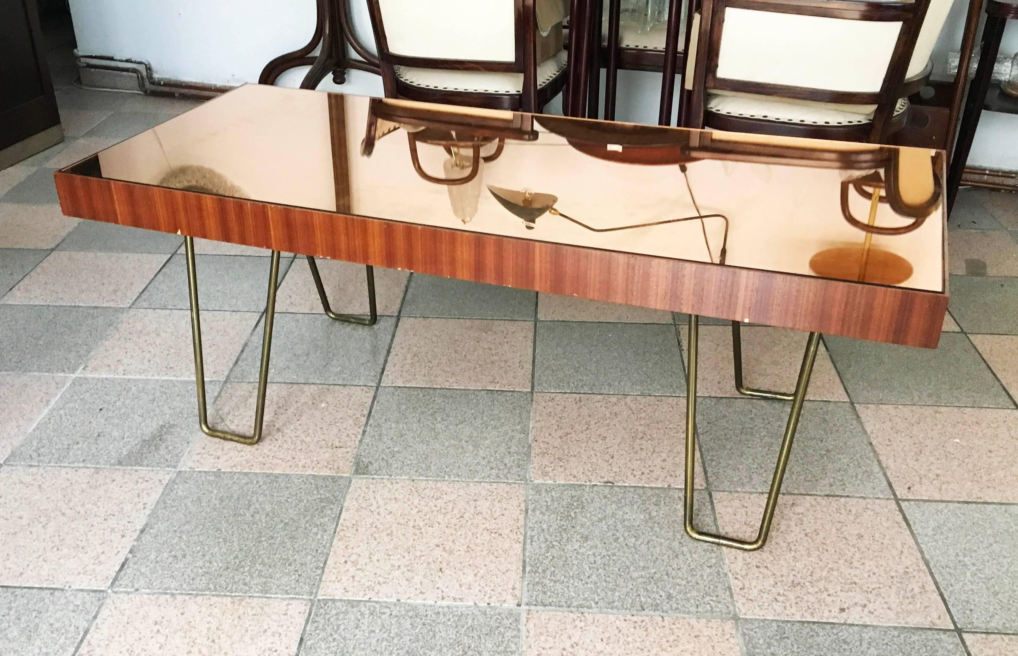 Mid-Century Modern Mid-Century Couch Table with Mirror Surface For Sale