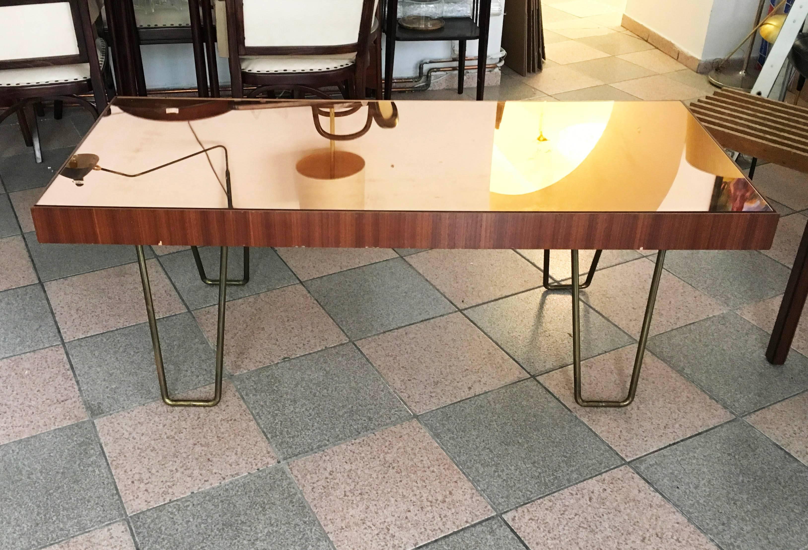 Austrian Mid-Century Couch Table with Mirror Surface For Sale