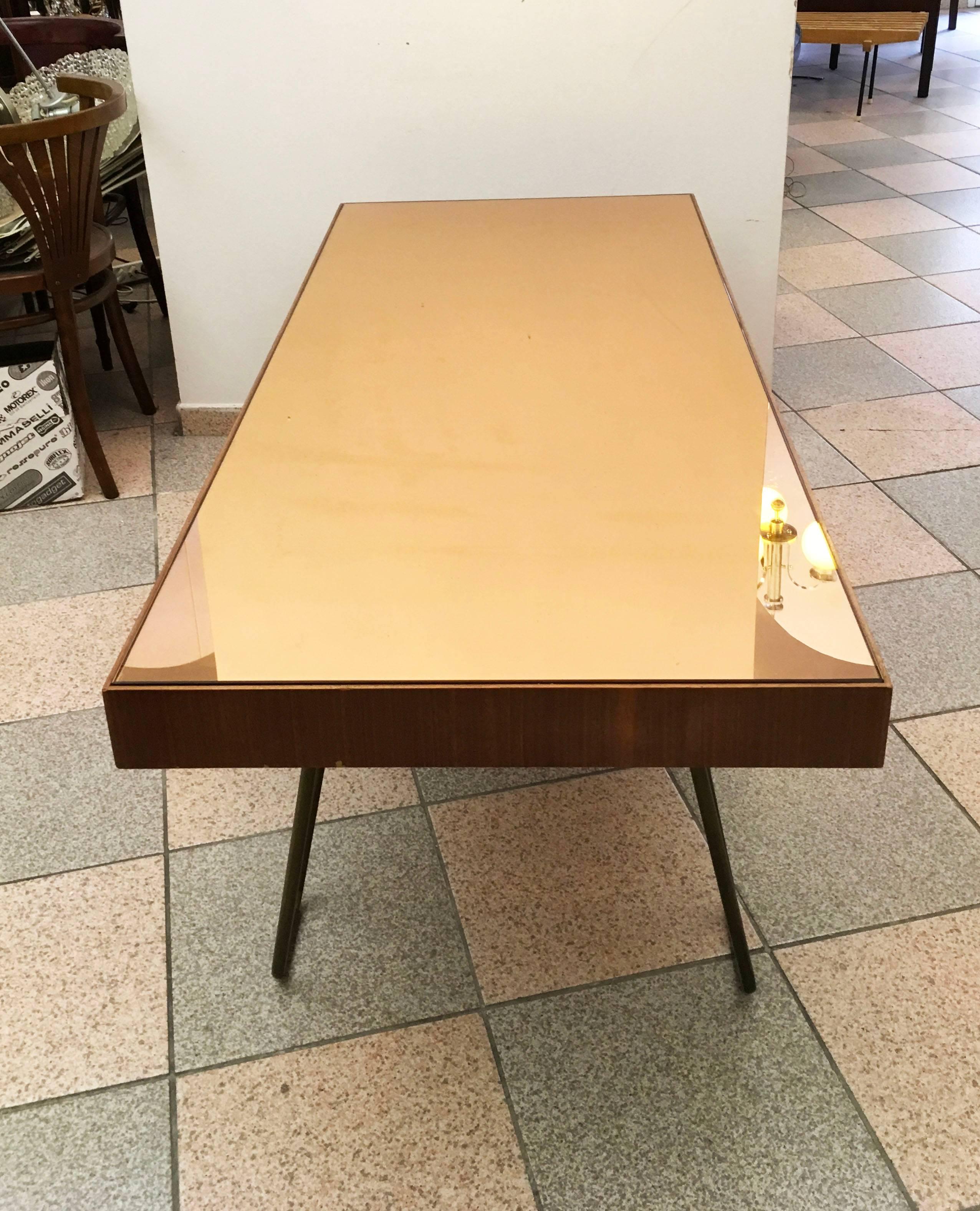 Mid-Century Couch Table with Mirror Surface For Sale 1