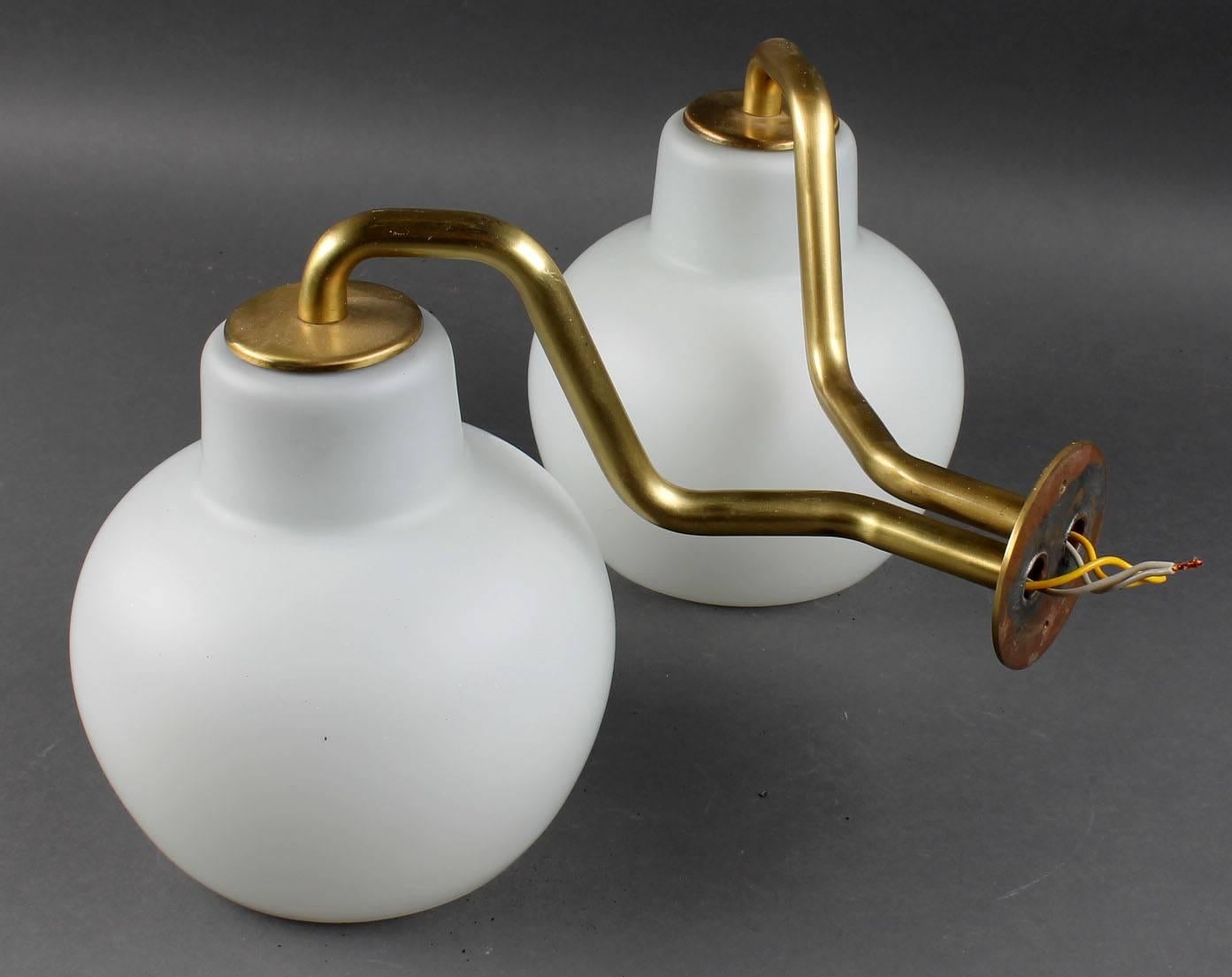 Mid-20th Century Wall Lamp with Opaline Glass by Vilhelm Lauritzen For Sale