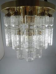 Beautiful Vintage Flush Mount Chandelier with Hand Blow Glass Prisms