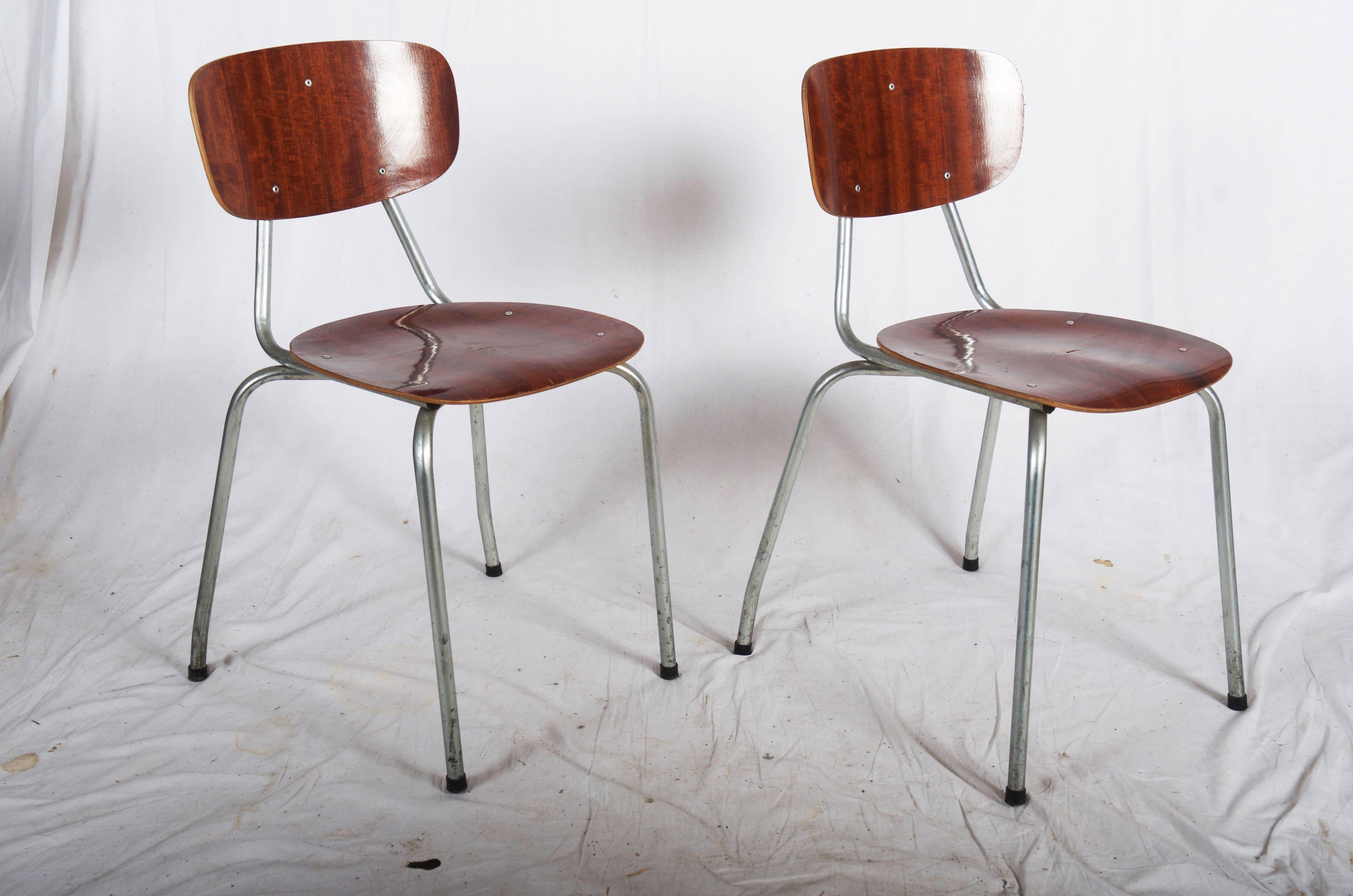 Steel Set of Five Stockable Mid-Century Chairs For Sale