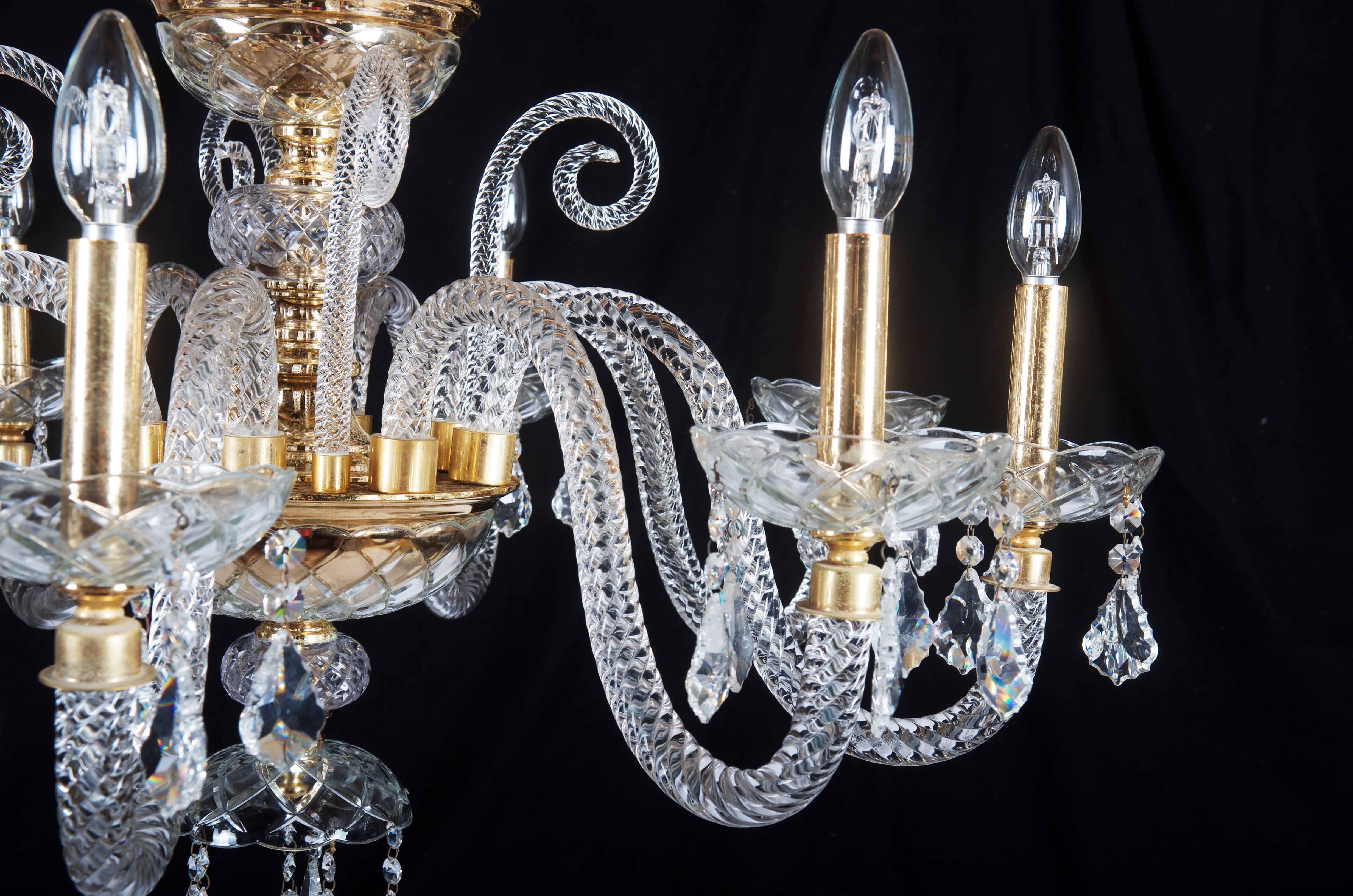 Brass Stunning Bohemian Glass Chandelier For Sale