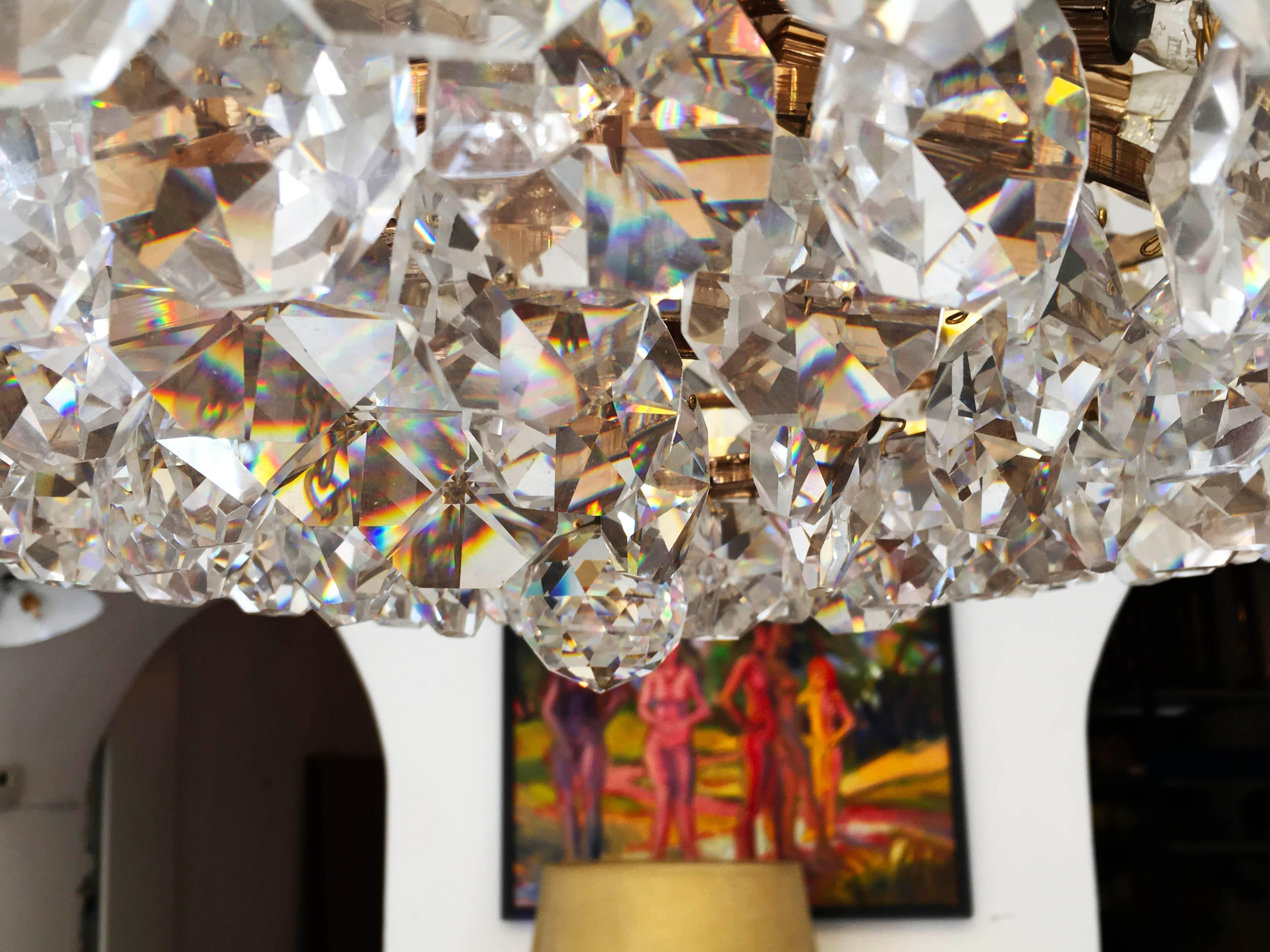 Mid-20th Century Beautiful Cut Crystal Chandelier by Bakalowits & Söhne For Sale