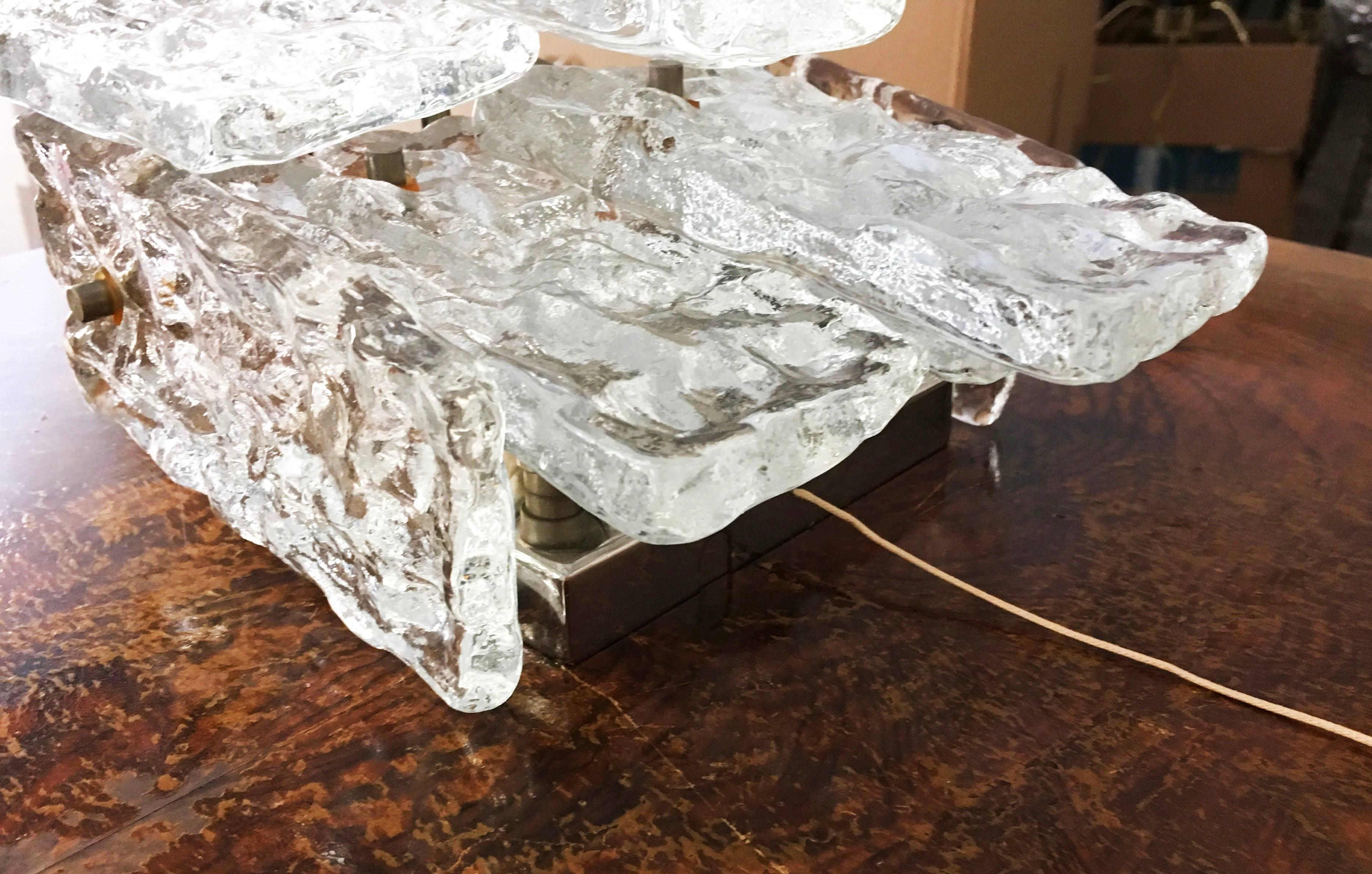 Mid-Century Modern Ice Glass Wall Light, Sconce by Kalmar For Sale