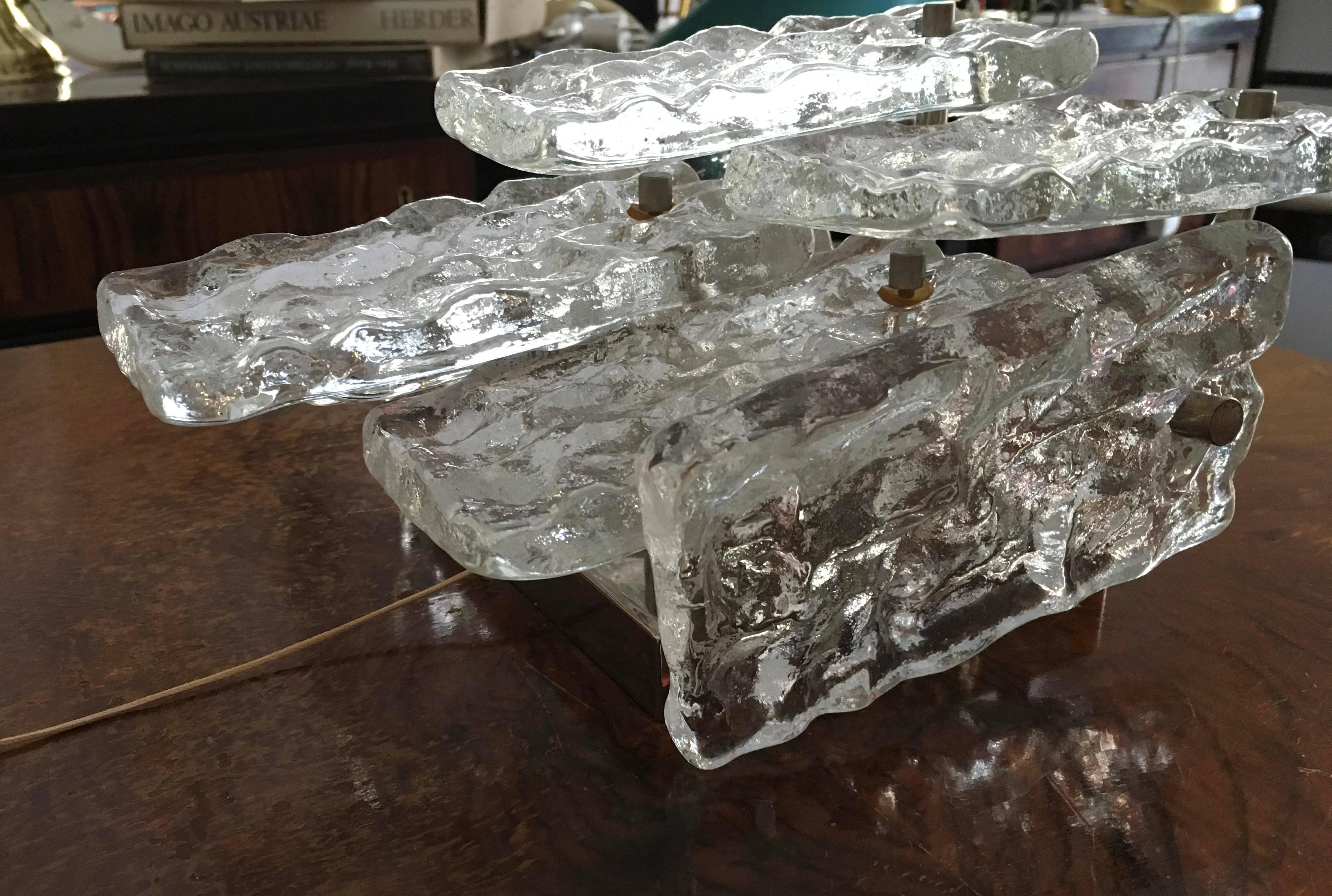Ice Glass Wall Light, Sconce by Kalmar In Excellent Condition For Sale In Vienna, AT