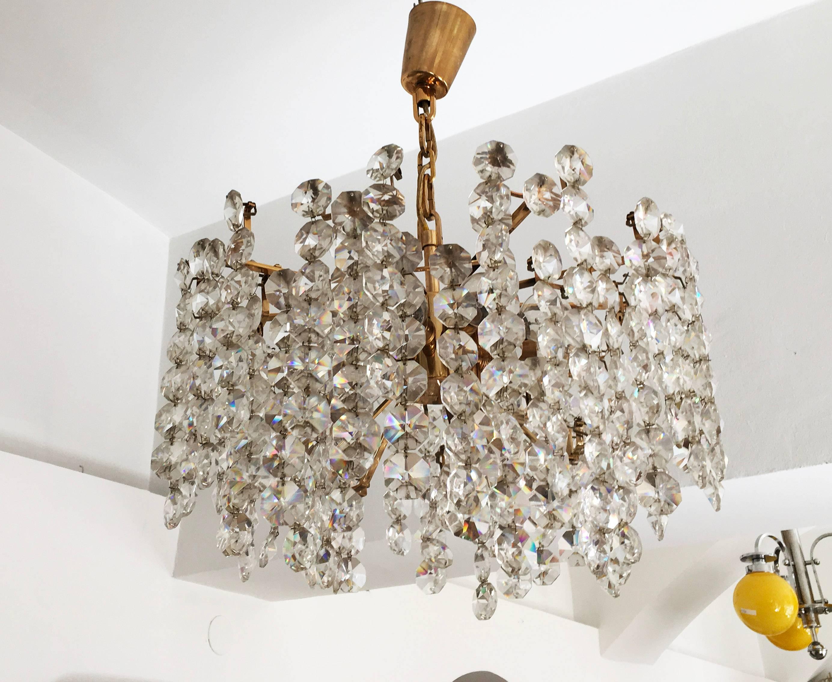Austrian Unique Cut Crystal Chandelier by Bakalowits For Sale