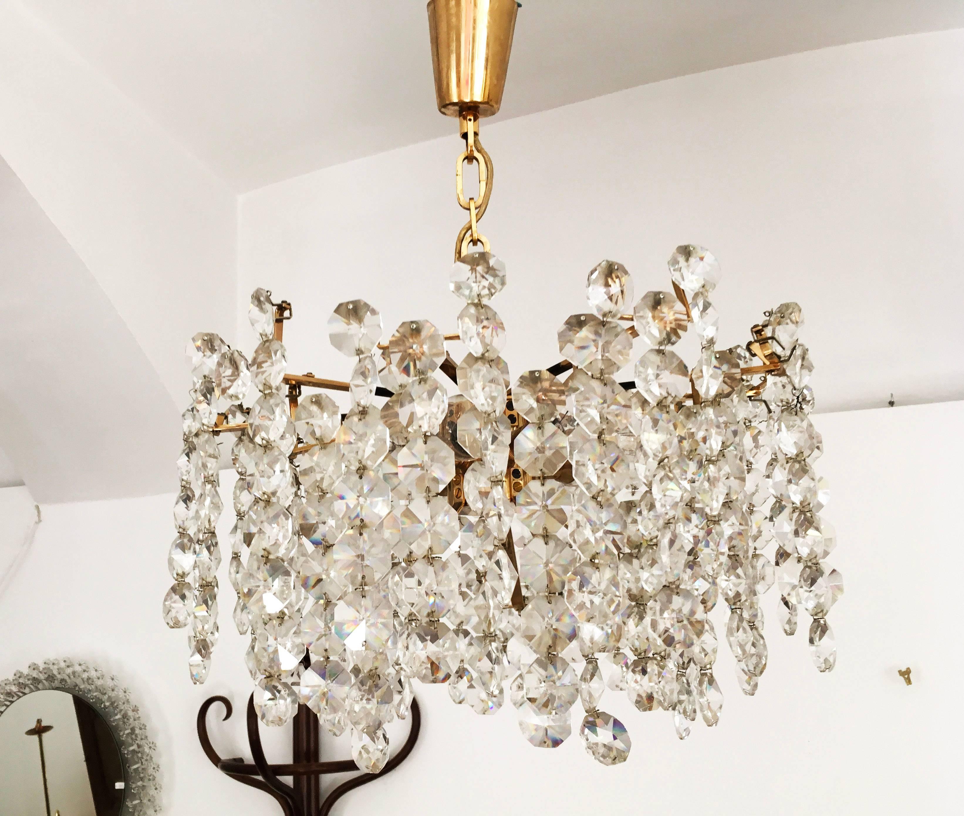 Late 20th Century Unique Cut Crystal Chandelier by Bakalowits For Sale