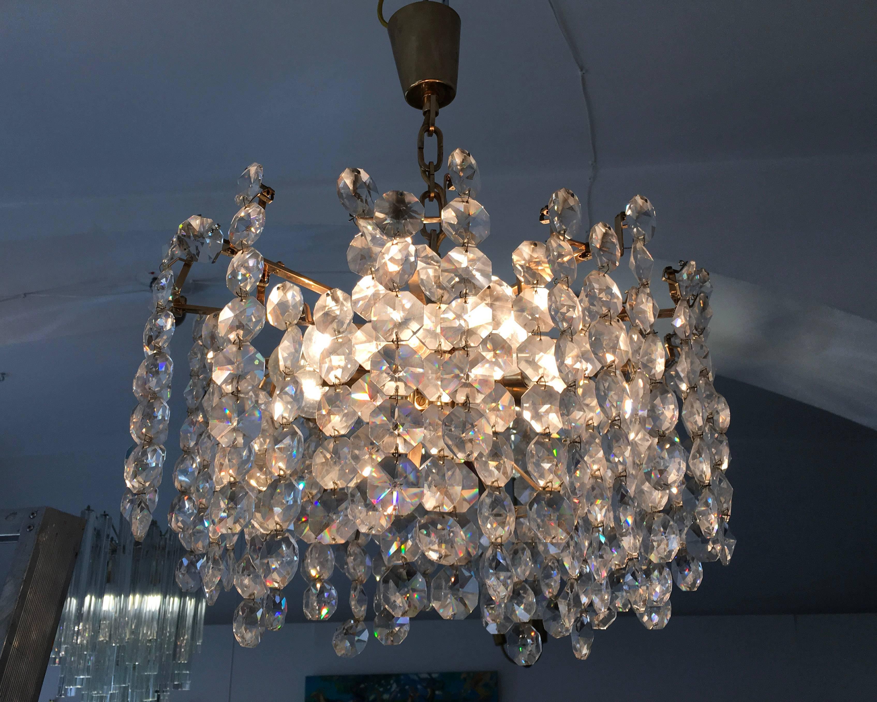 Unique Cut Crystal Chandelier by Bakalowits For Sale 2