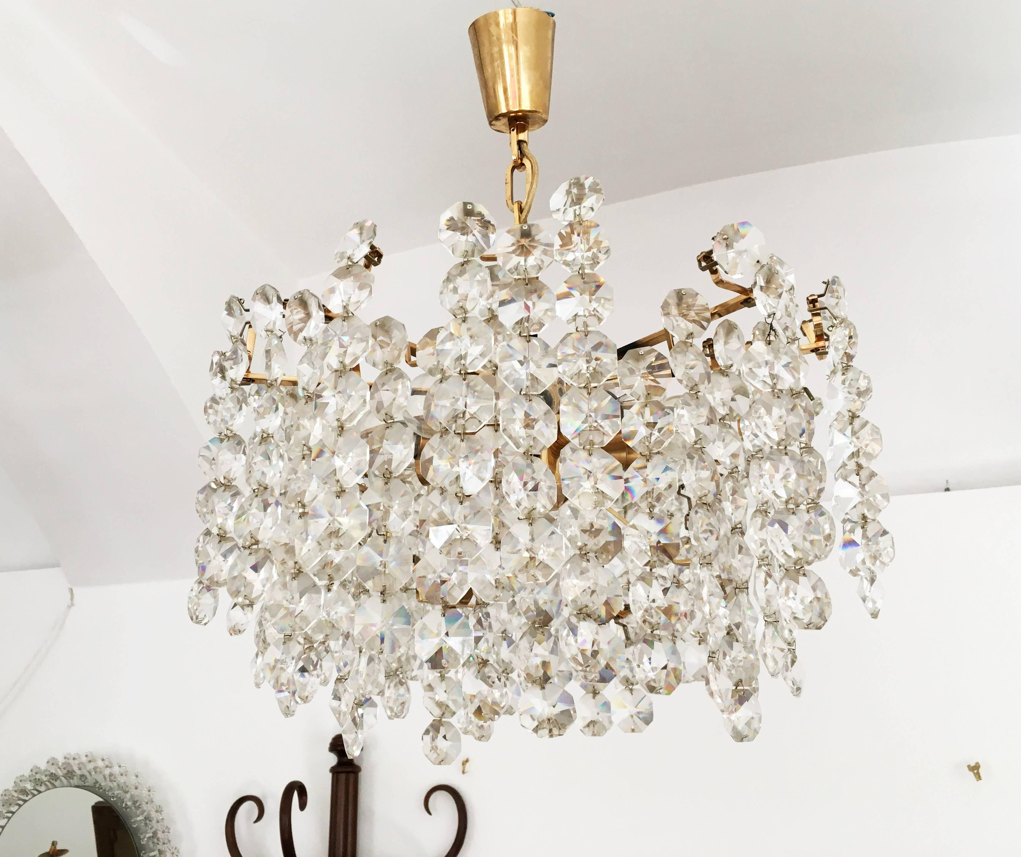 Unique Cut Crystal Chandelier by Bakalowits For Sale 1