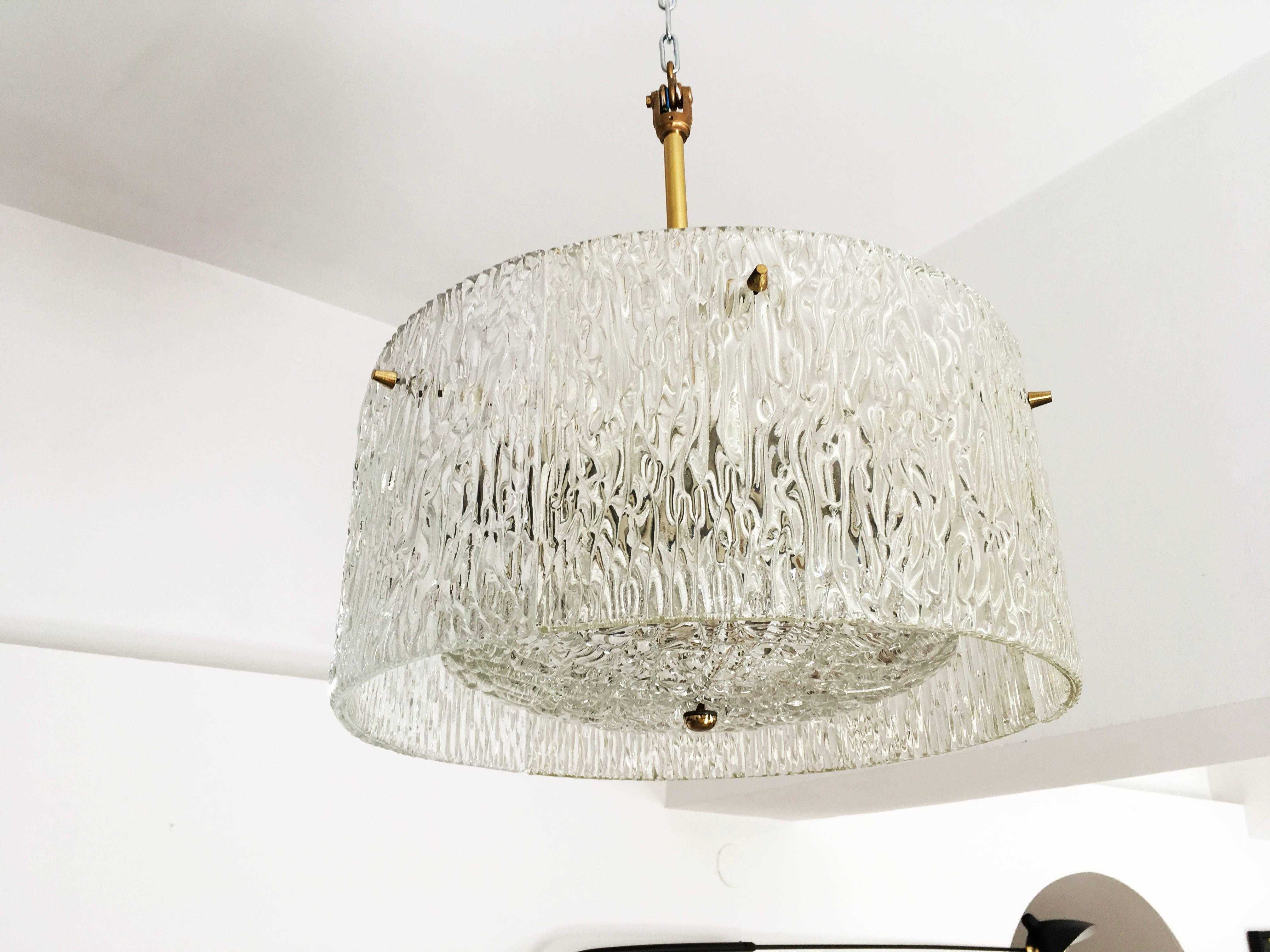 Structured Glass Chandelier by J.T. Kalmar In Excellent Condition For Sale In Vienna, AT