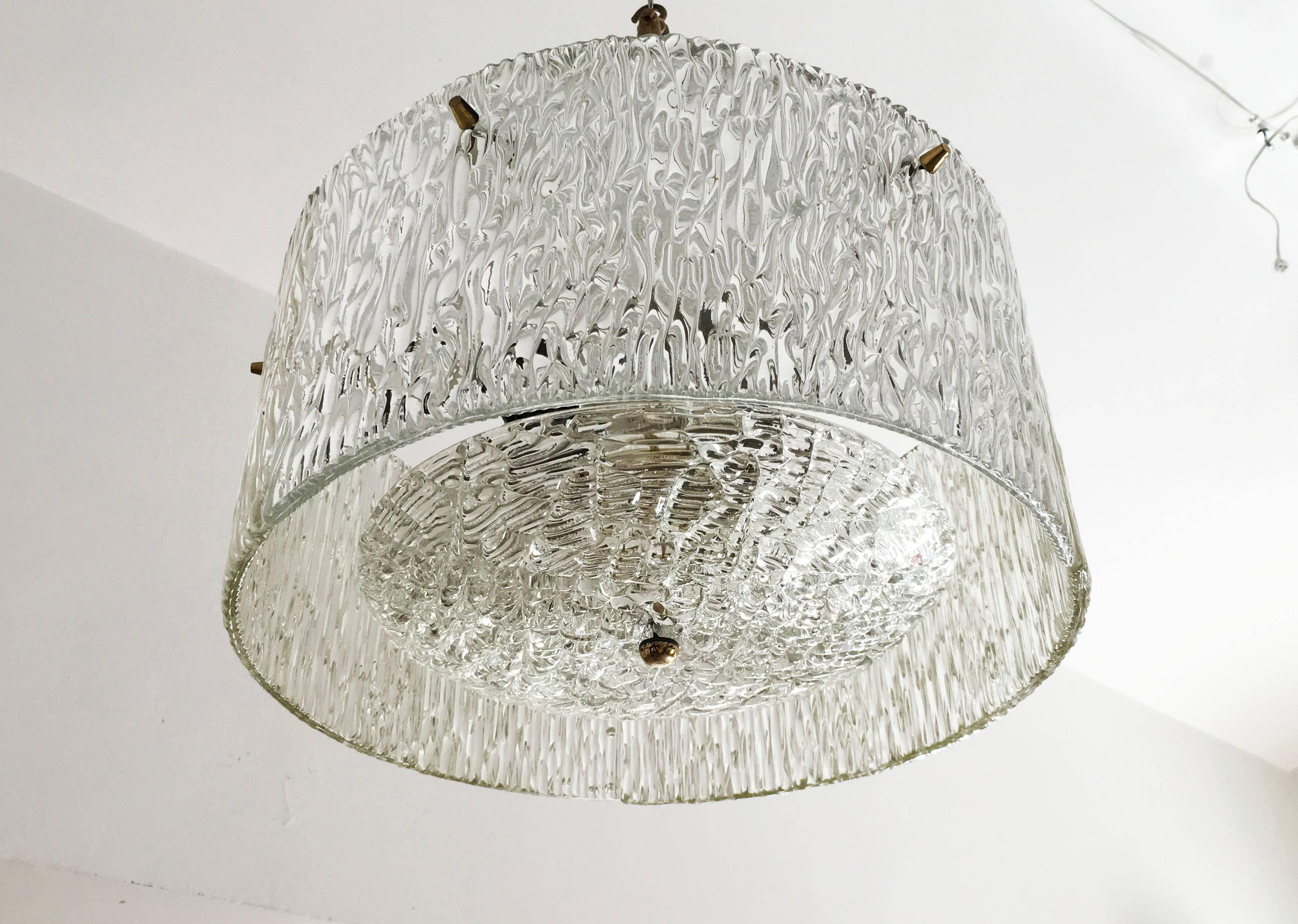 Lacquered Structured Glass Chandelier by J.T. Kalmar For Sale