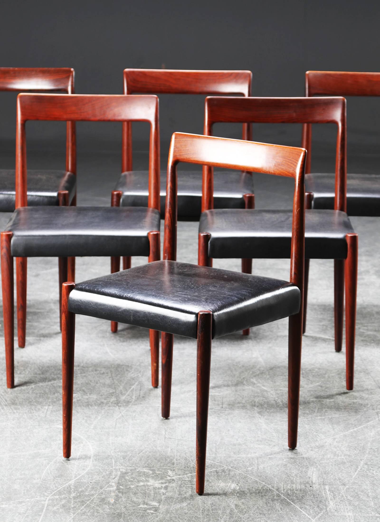 Set of Six Danish Rosewood Dining Chairs In Excellent Condition In Vienna, AT