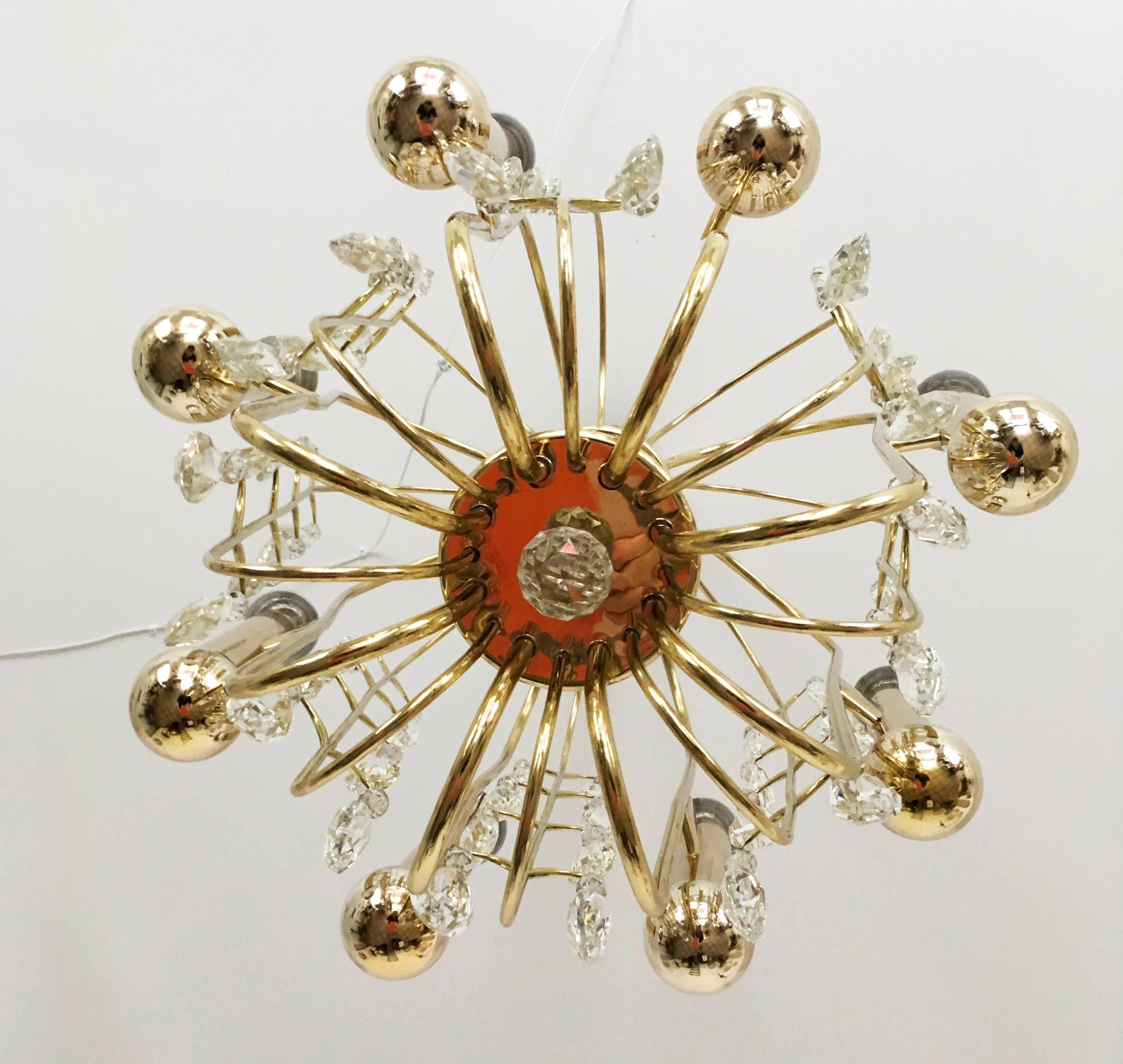 Austrian Brass and Cut Crystal Chandelier For Sale 1