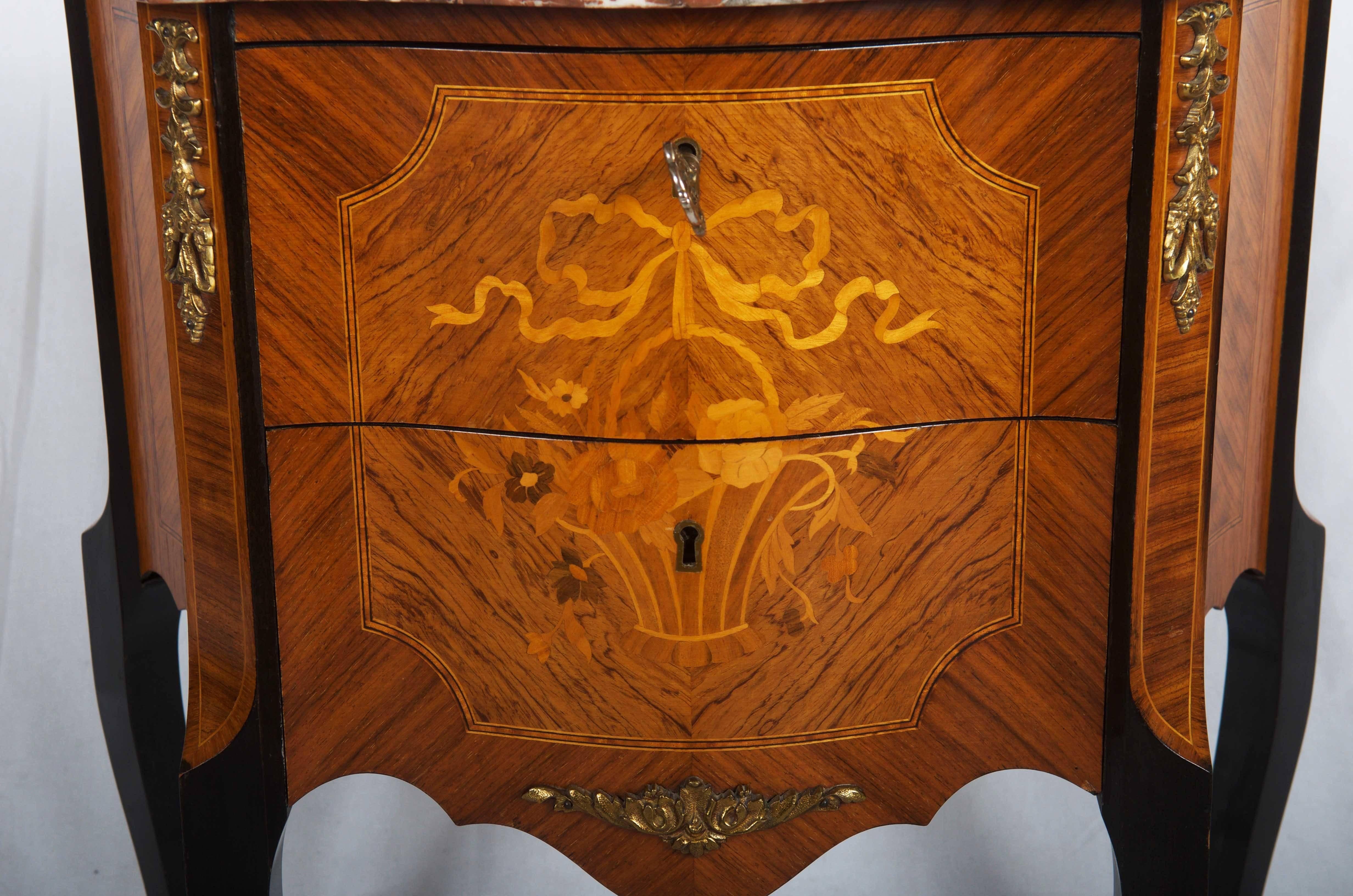 Hardwood Louis XV Style Marquetry Side Table