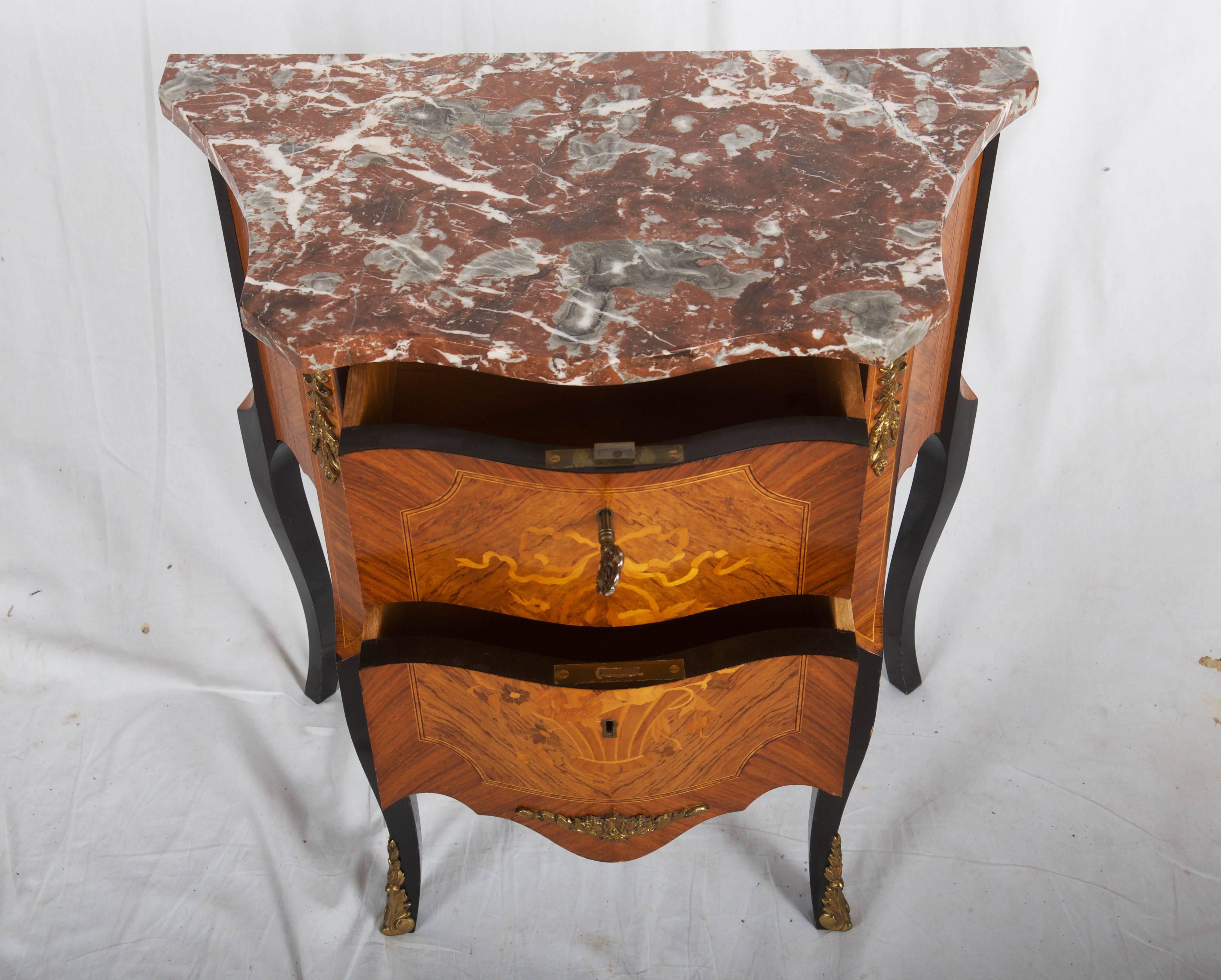Mid-20th Century Louis XV Style Marquetry Side Table