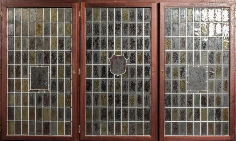 Large German Stained Lead Glass Windows For Sale at 1stDibs